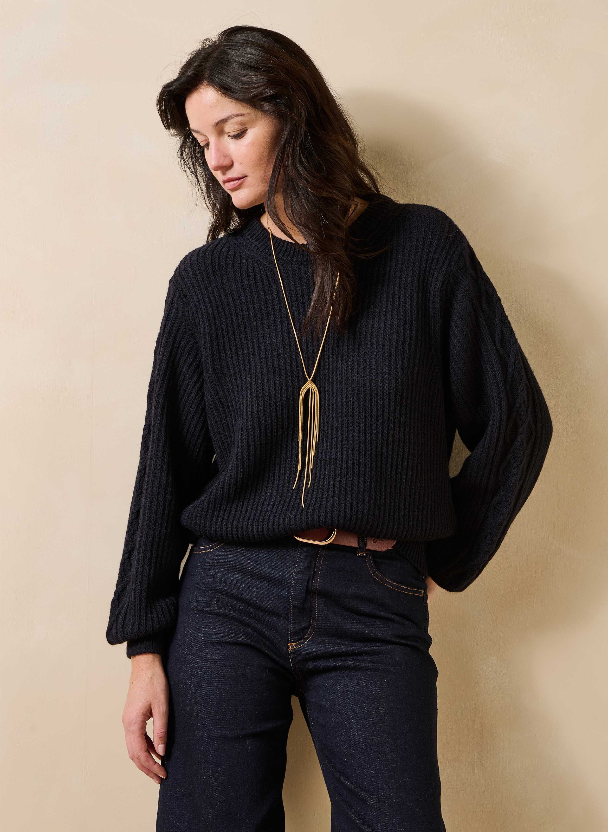 Round-neck wool-blend sweater LA FEE MARABOUTEE Blue