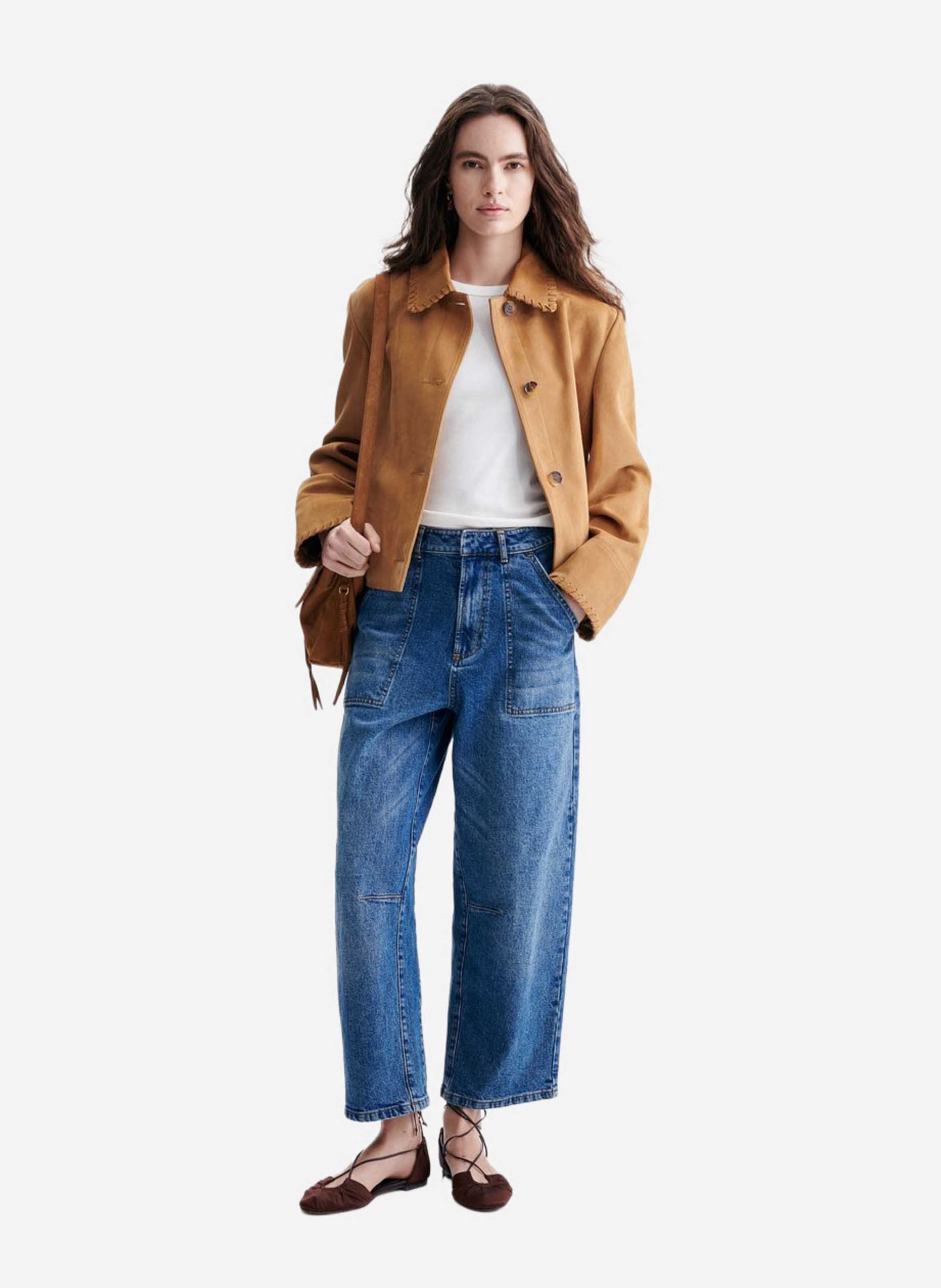 Veste col classique droite en cuir VANESSA BRUNO Marron