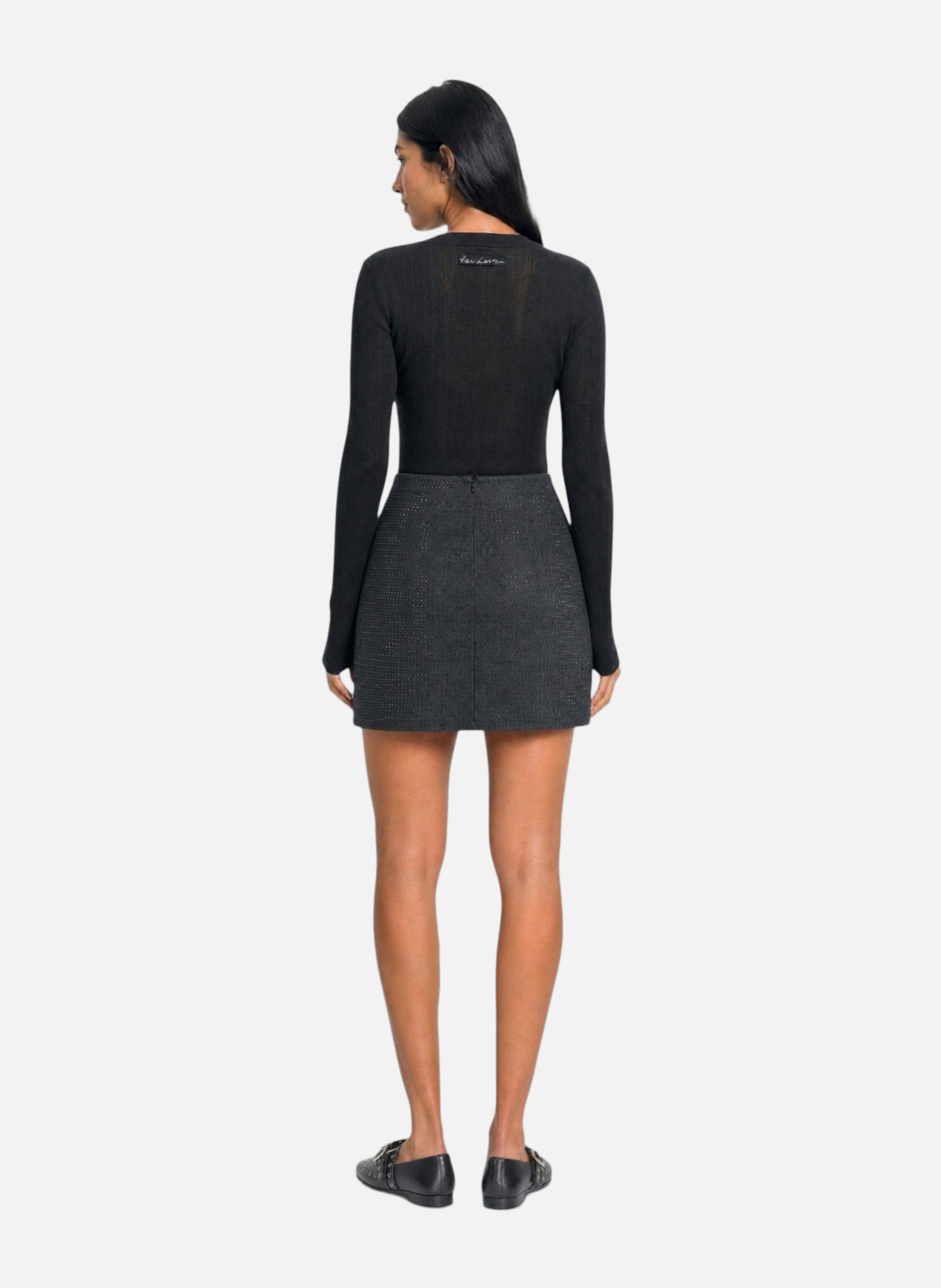 Wool blend skirt with rhinestones THE KOOPLES Grey