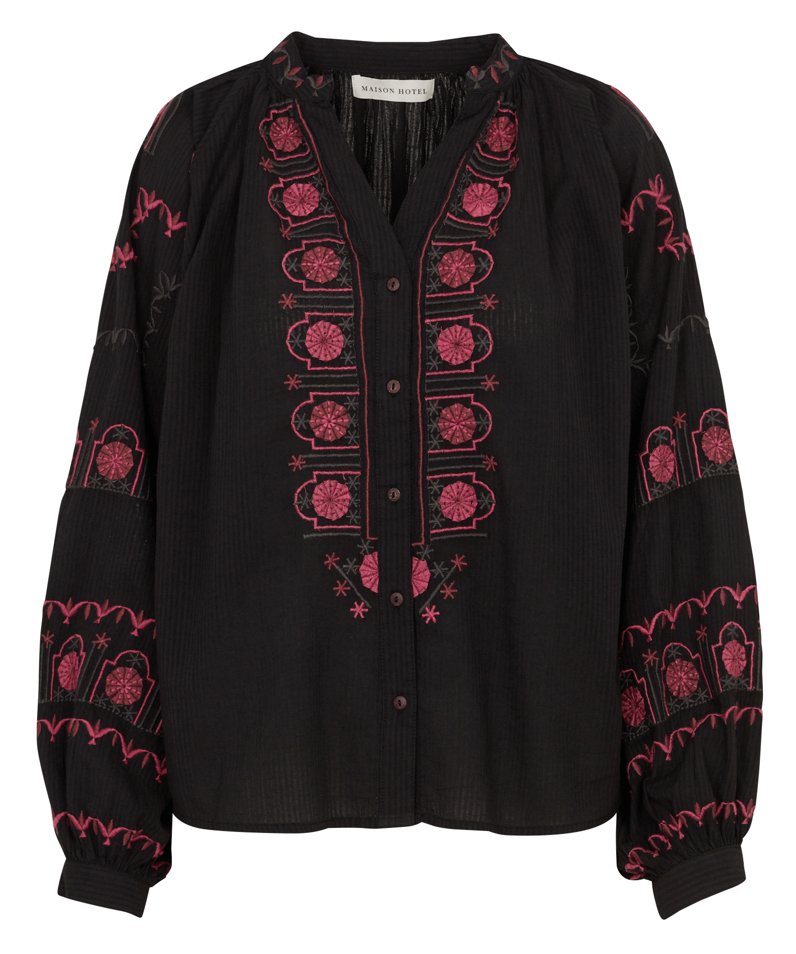 Blouse ample à broderies en coton MAISON HOTEL Rose