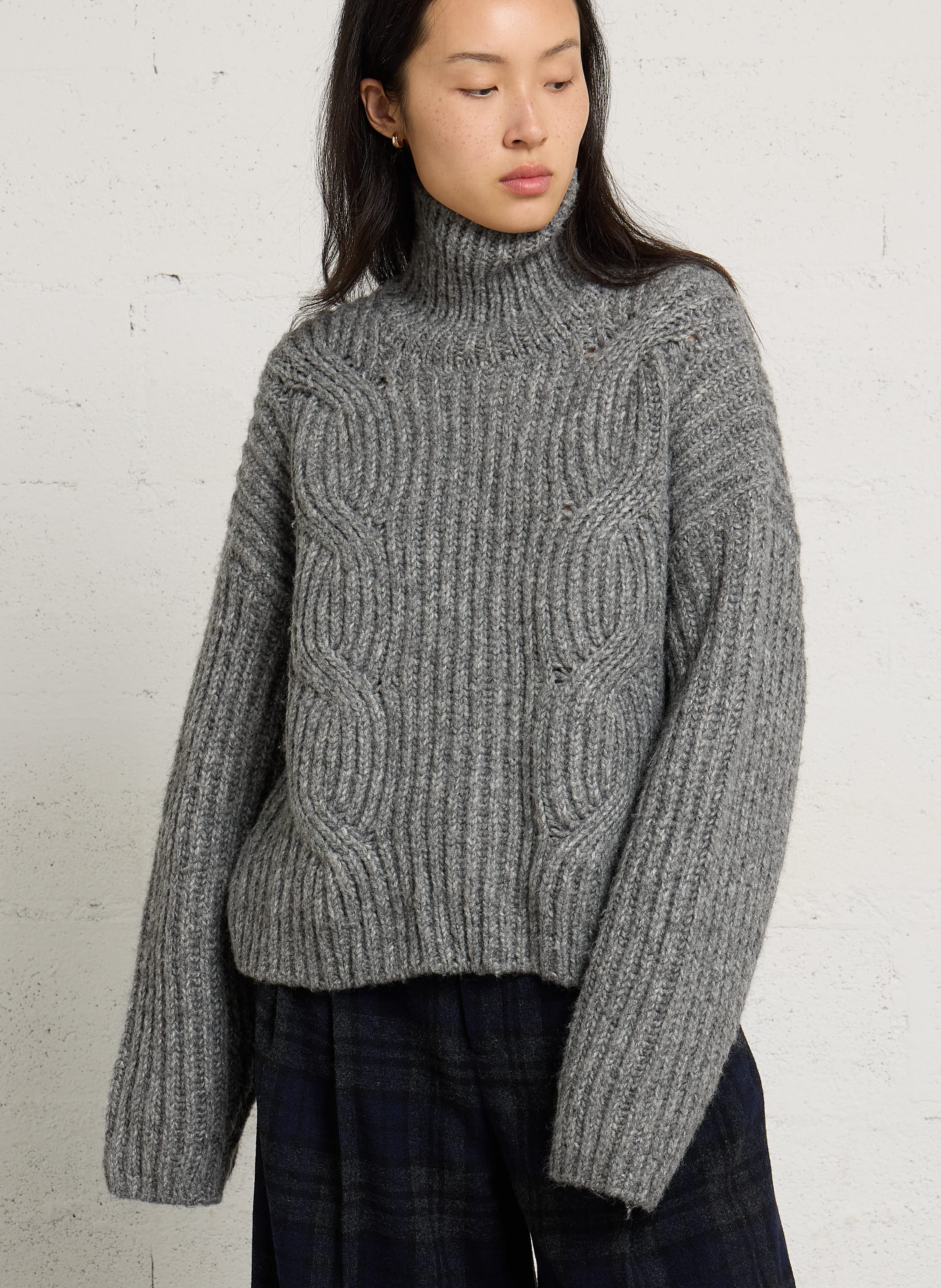 Loose-fit wool-blend sweater with high neck BELLEROSE Grey