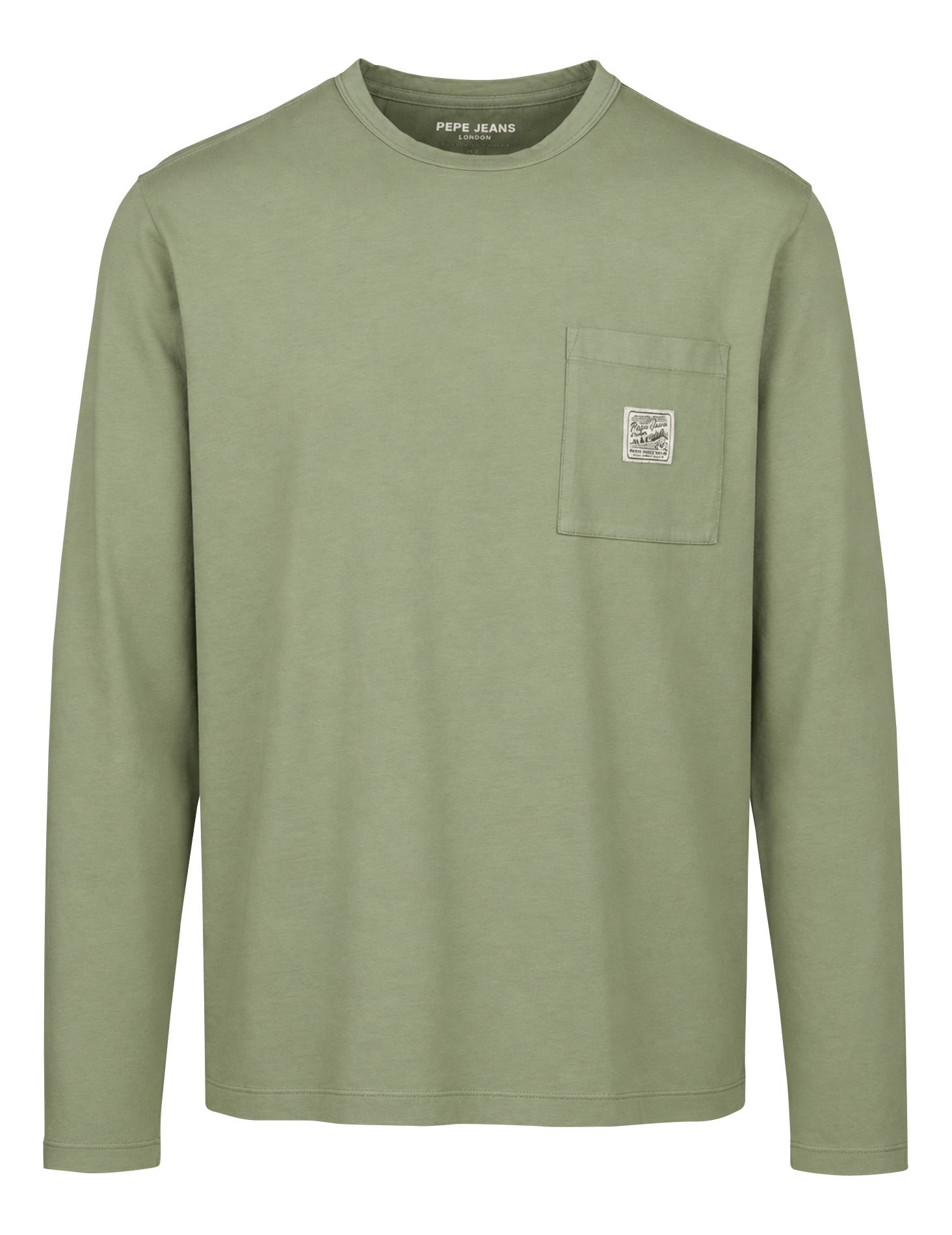 Tee-shirt droit col rond en coton PEPE JEANS Vert