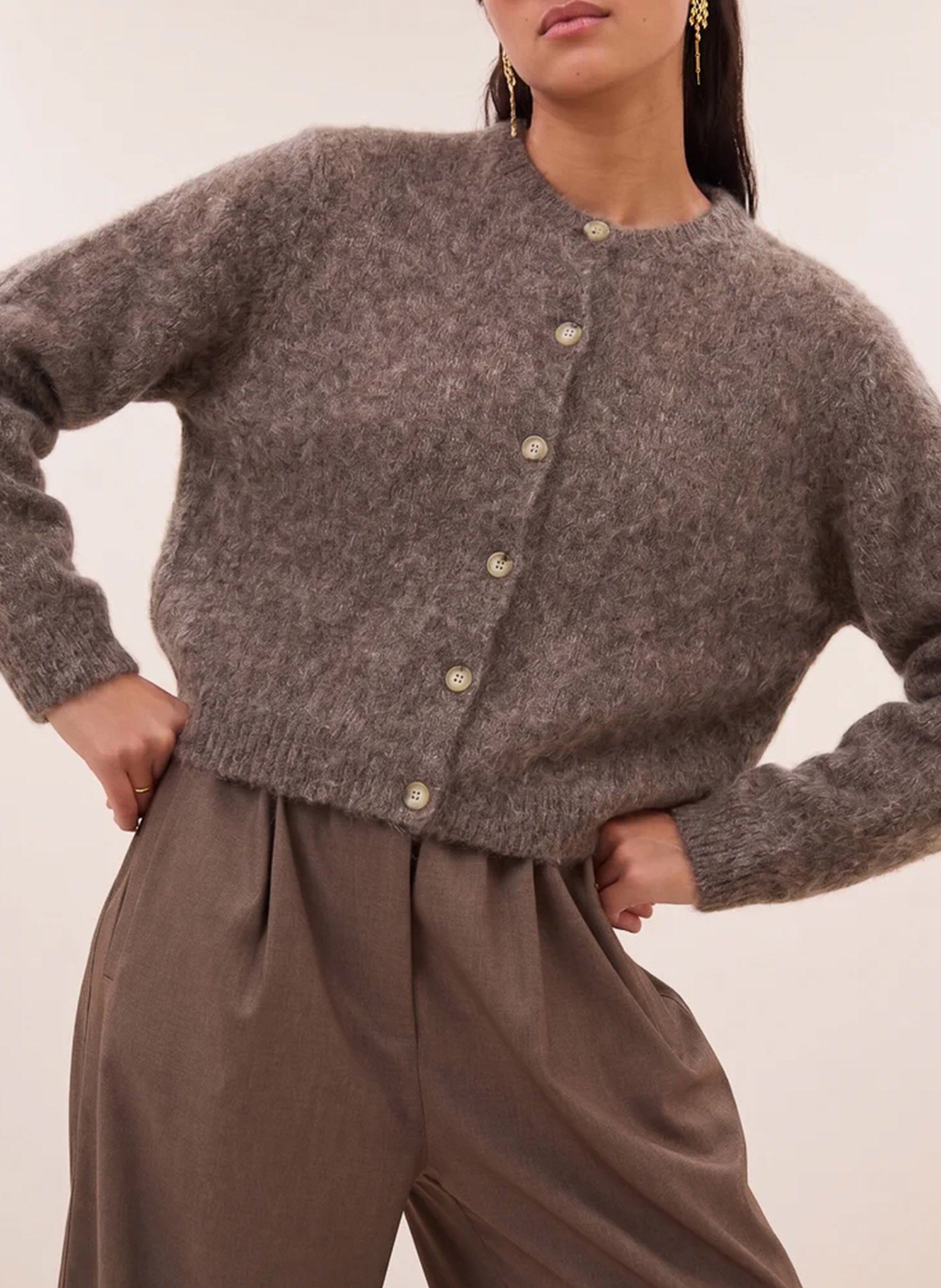 Gilet oversize en laine mélangée | Marron BY BAR Femme