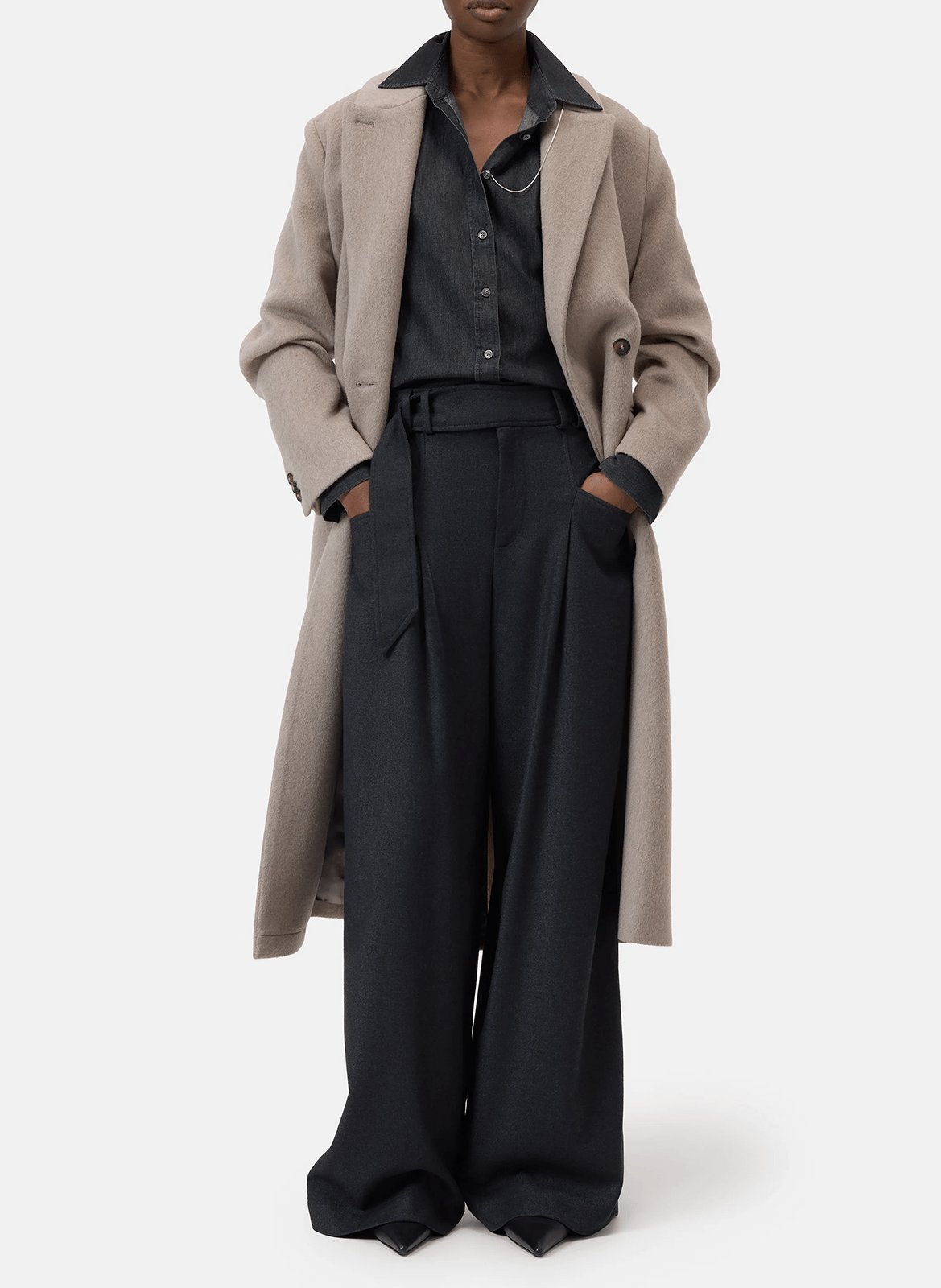 Pantalon large à ceinture CLOSED Noir