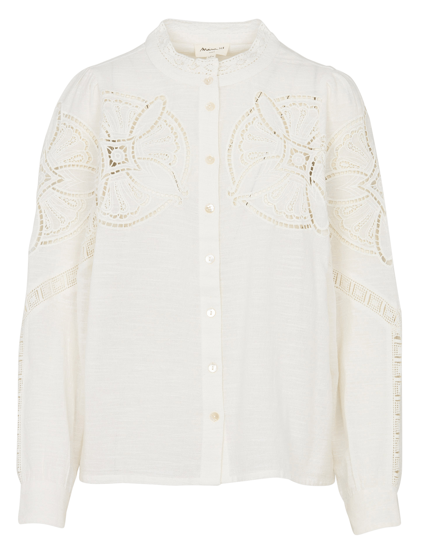 Chemisier droit brodé en coton MAISON 123 Beige