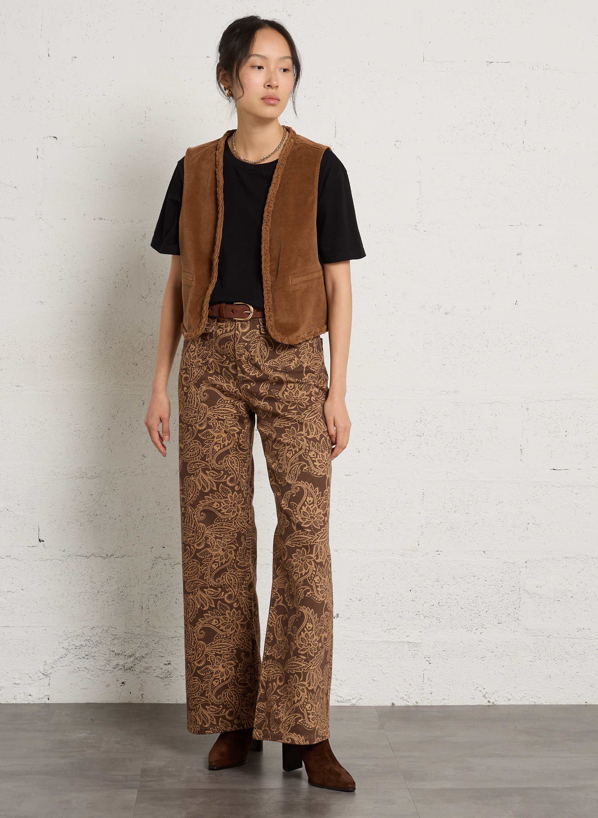 Leather mid-calf boots with pointed toe BOCAGE Brown