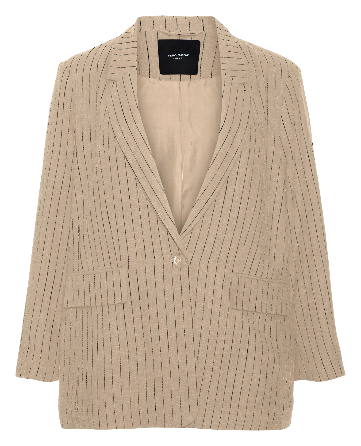 Straight striped blazer VERO MODA CURVE Beige
