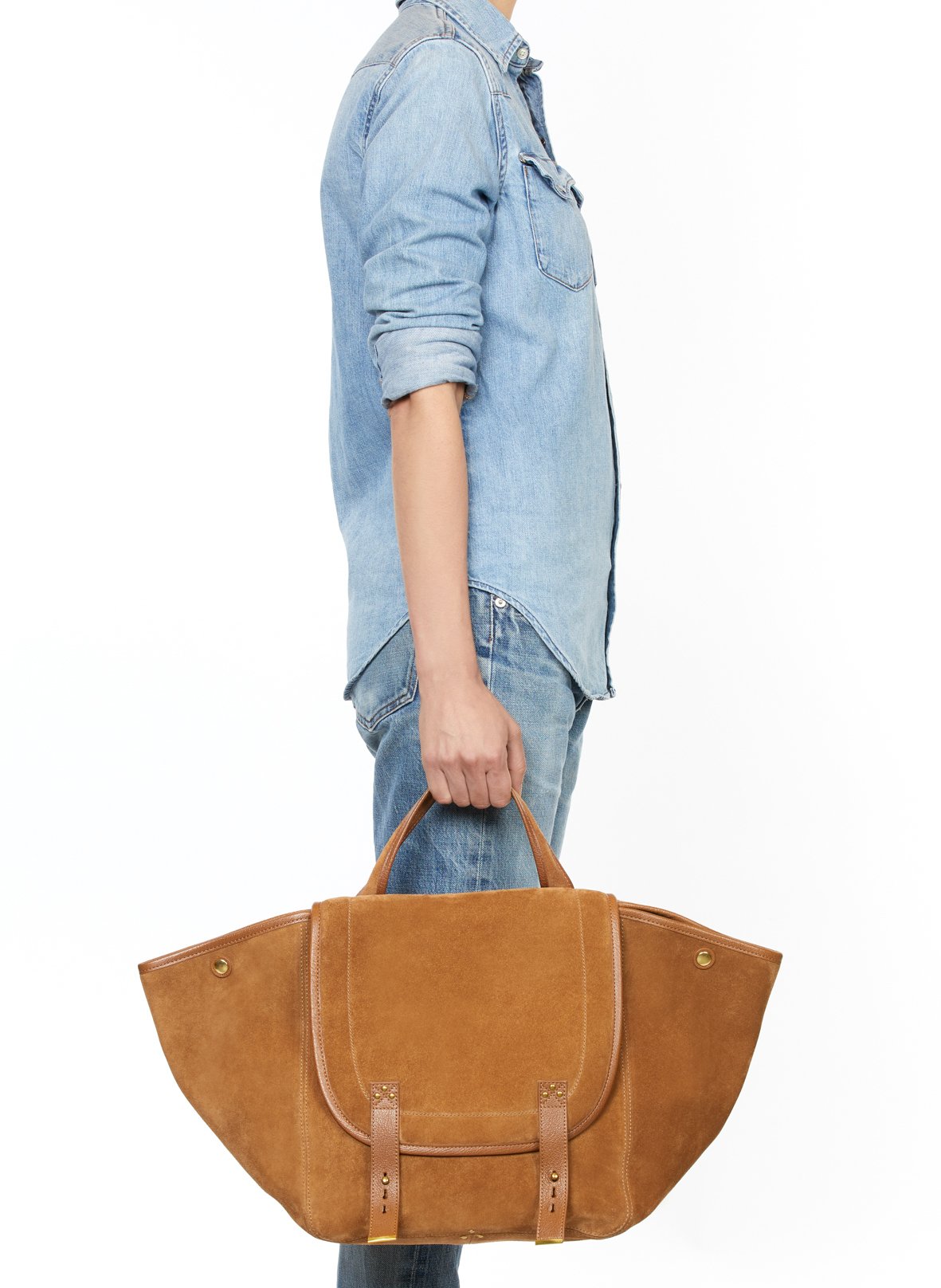 Suede-effect leather tote bag JEROME DREYFUSS Brown