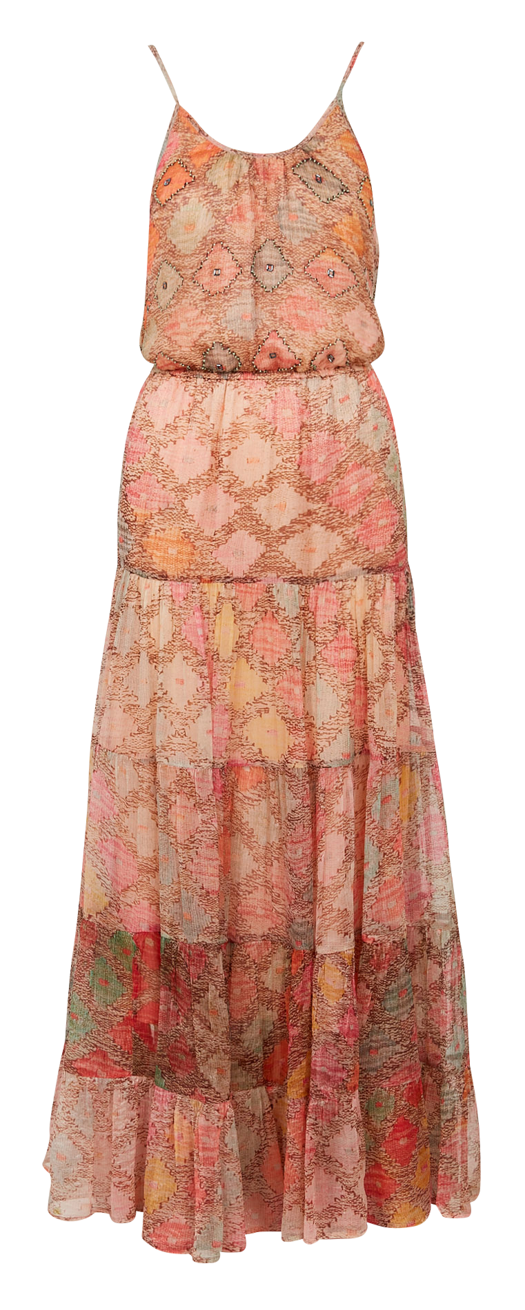 Robe longue droite encolure ronde imprimée MES DEMOISELLES Multicolore