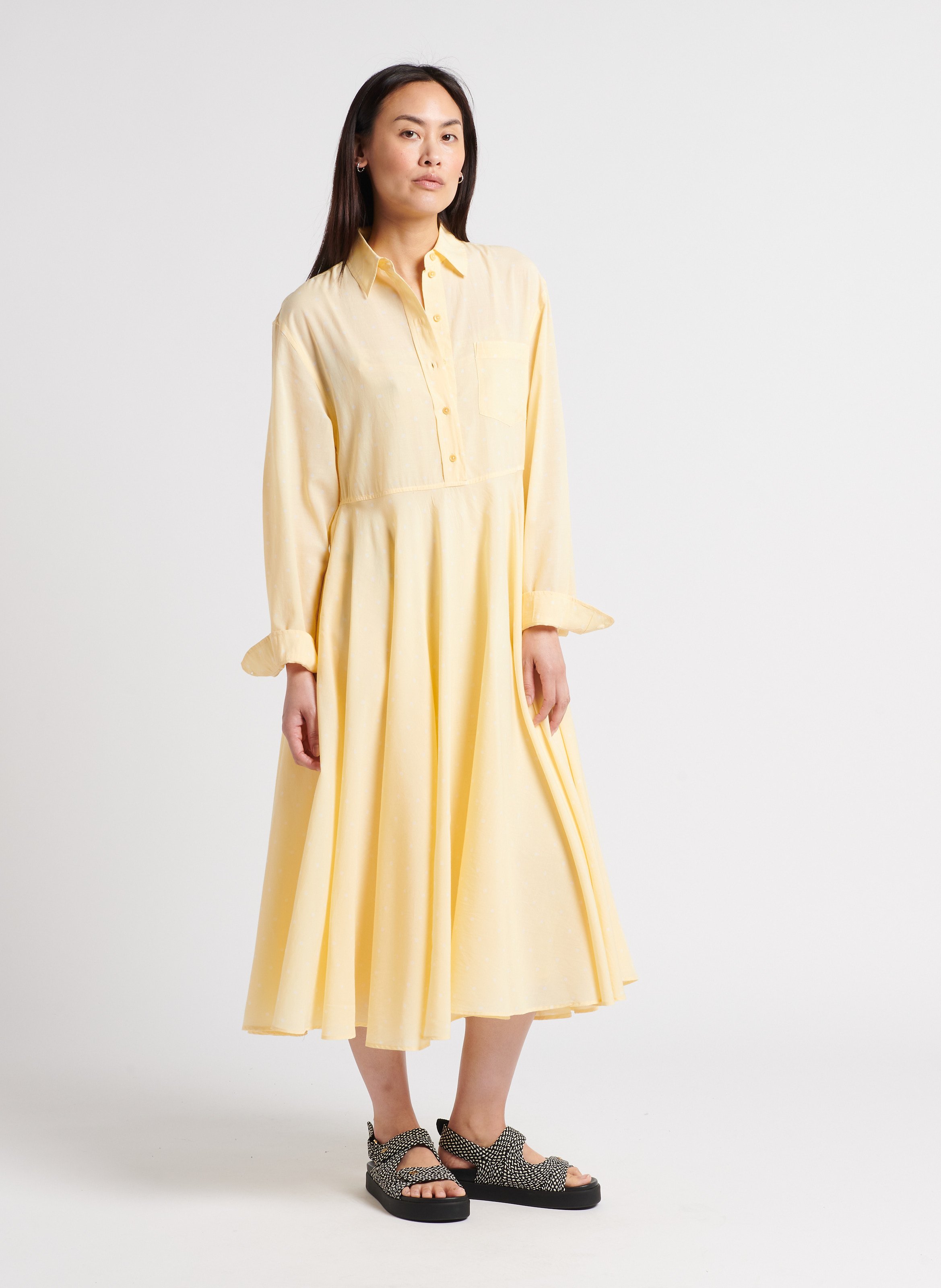 Hemd-Kleid aus Baumwollvoile LAURENCE BRAS Gelb