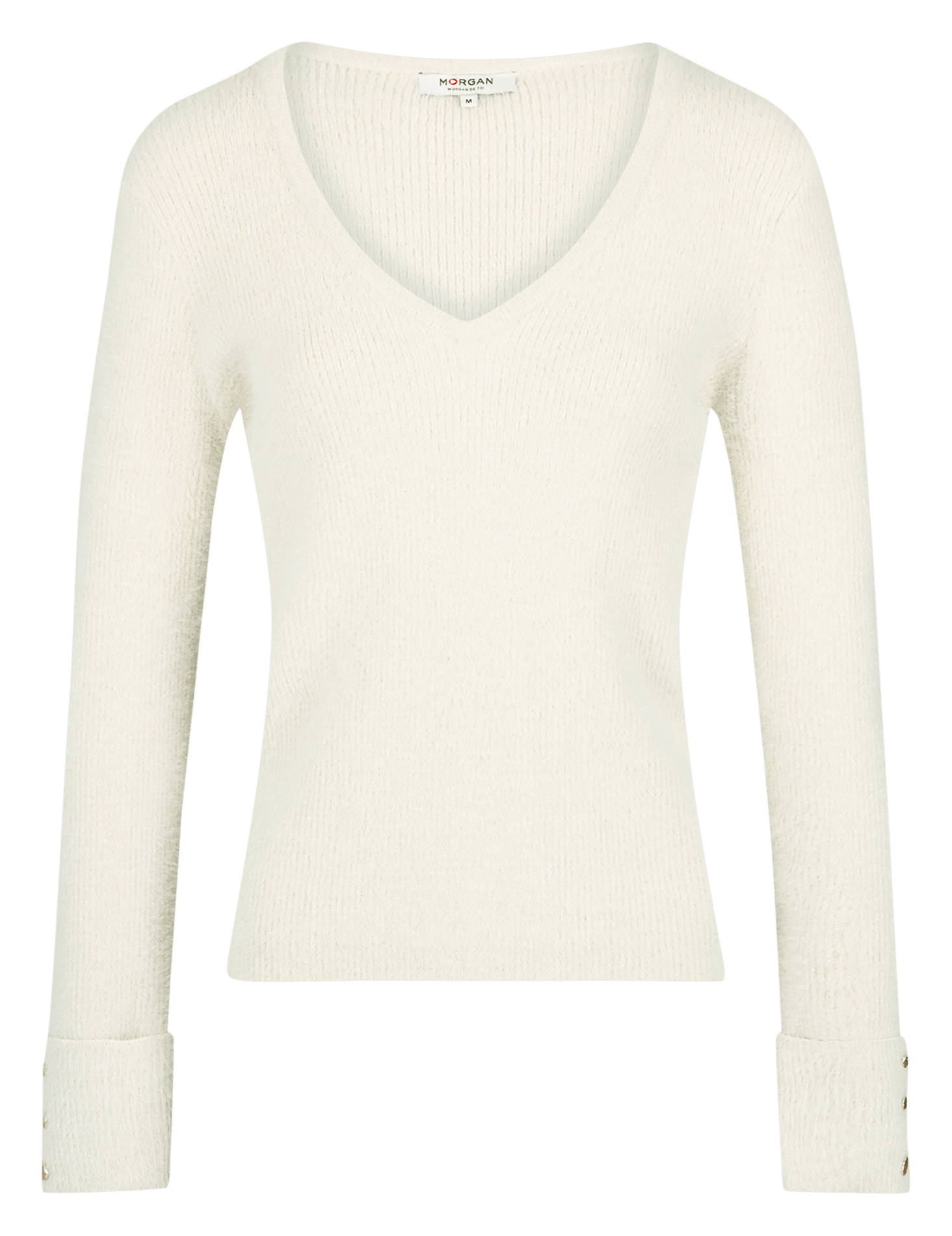 Pull V en maille mélangée | Beige MORGAN Femme