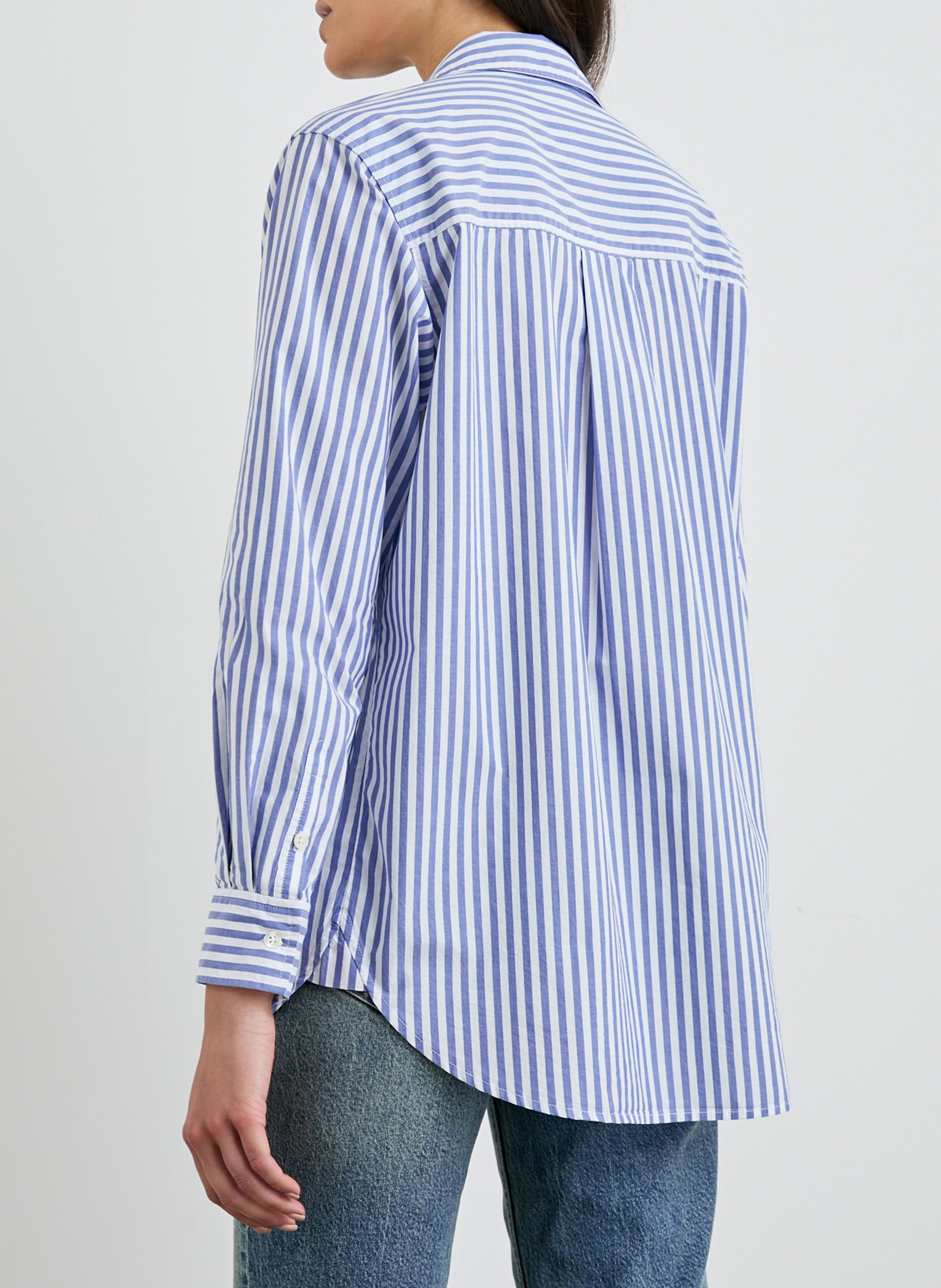Chemise droite rayée en coton RAILS Bleu