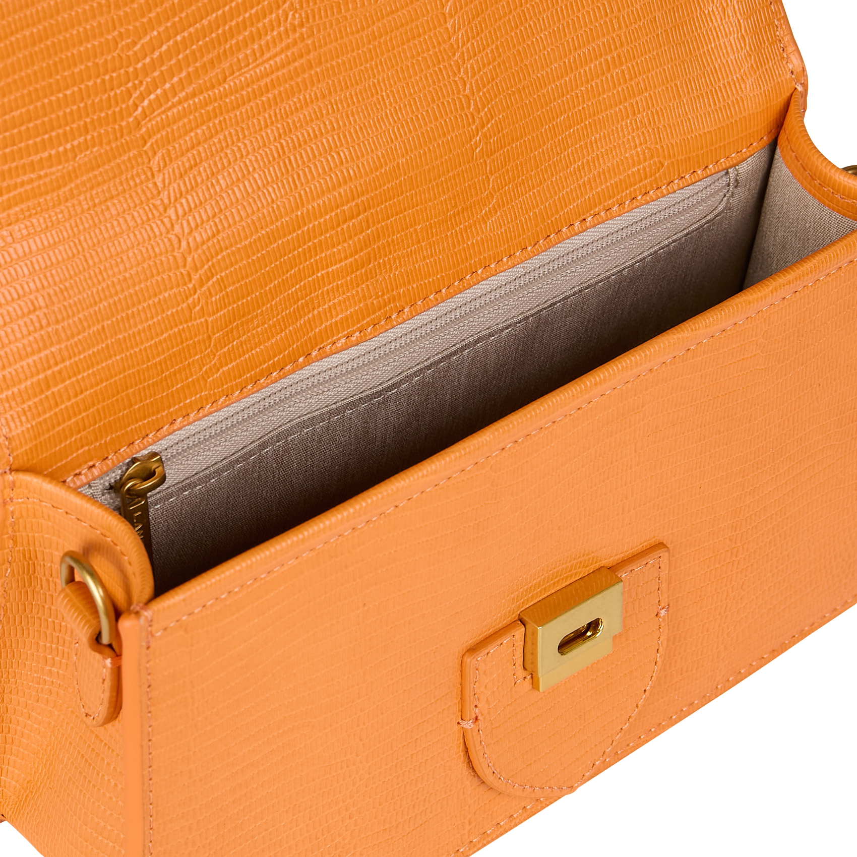 Grained leather baguette bag LANCASTER PARIS Orange