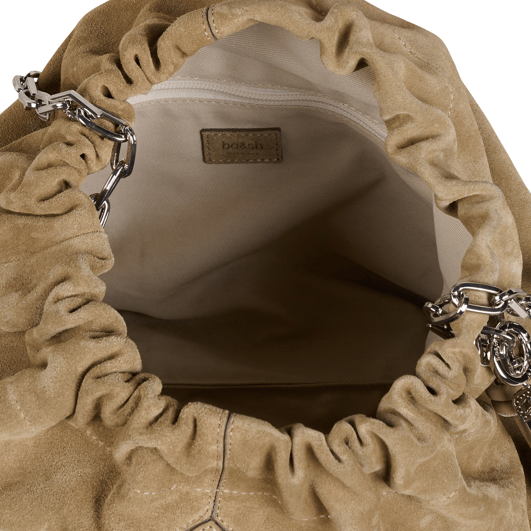 Schoudertas van suède BA&SH Beige