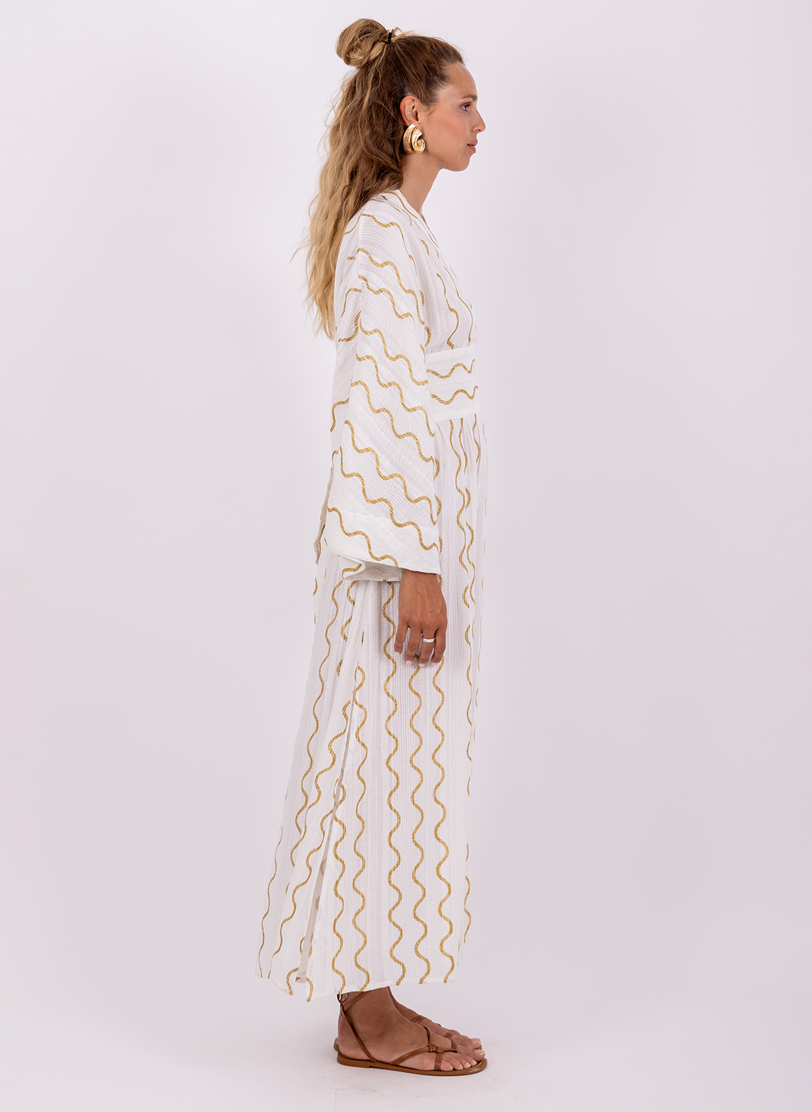 Robe longue large col V en coton SUNDRESS Blanc