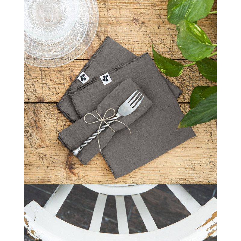 Set of 2 cotton muslin hand towels  Granit