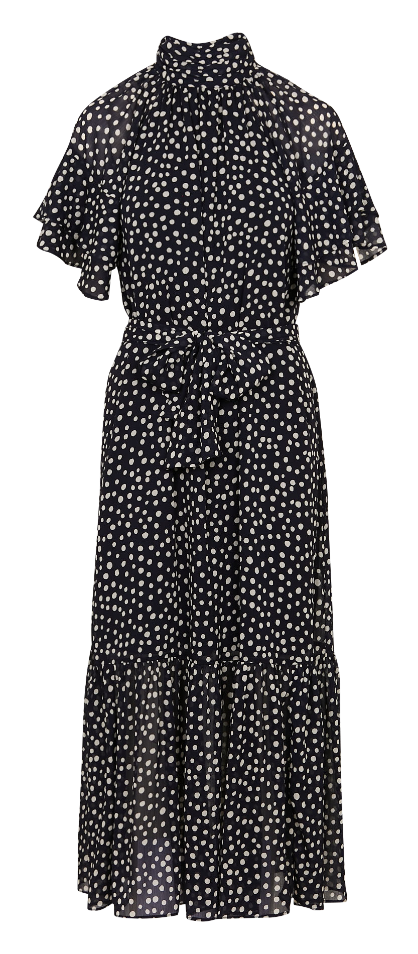 Robe longue col montant à pois IKKS Bleu