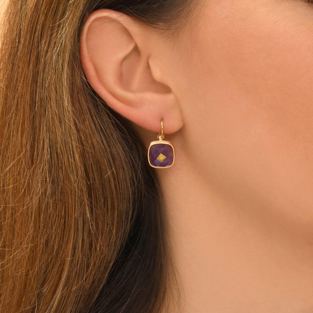 Mini amethyst babylone sleeper earrings SATELLITE PARIS Purple