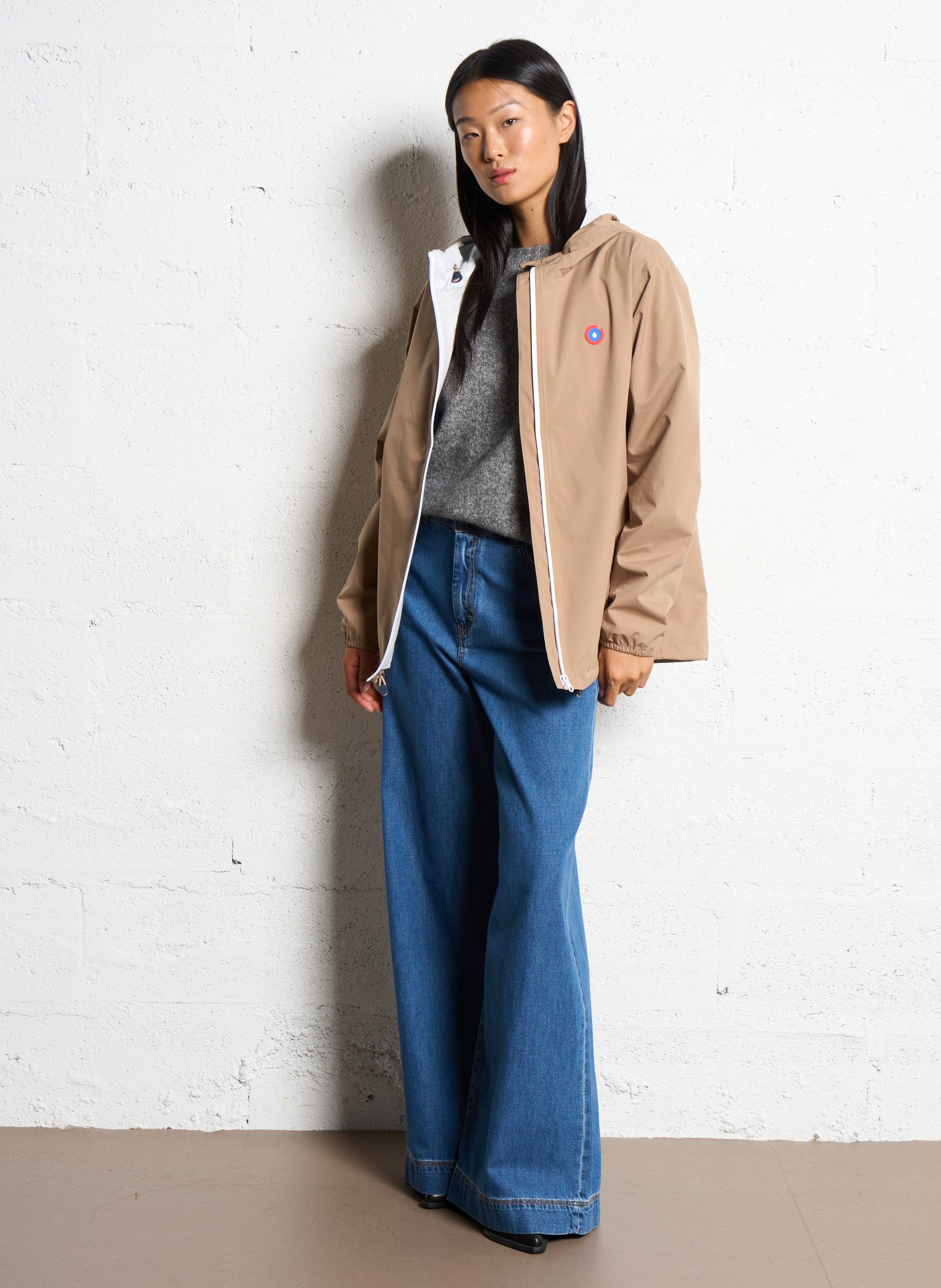 Imperméable court à capuche FLOTTE Beige