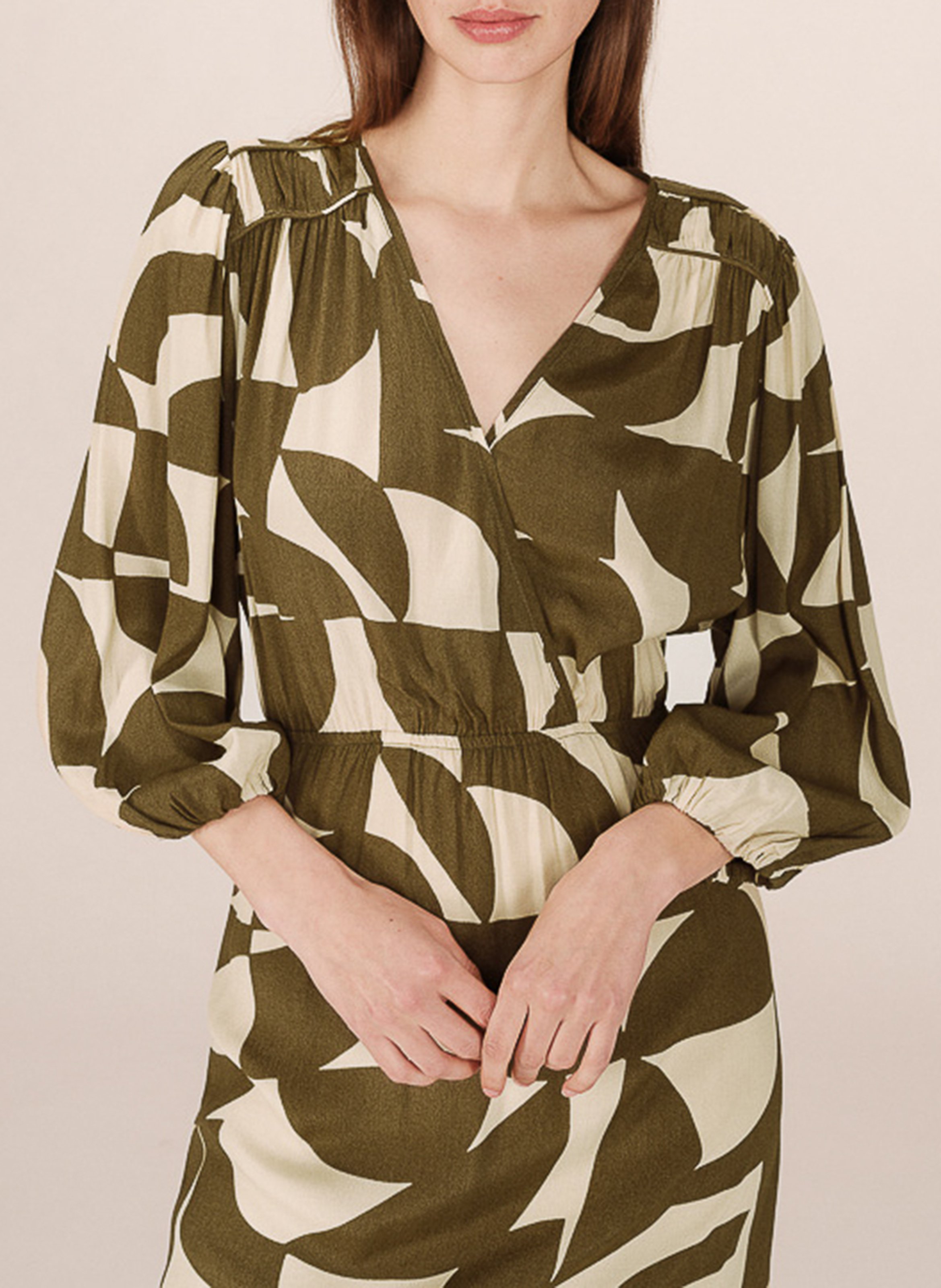 Lange jurk met V-hals en print GRACE ET MILA Green