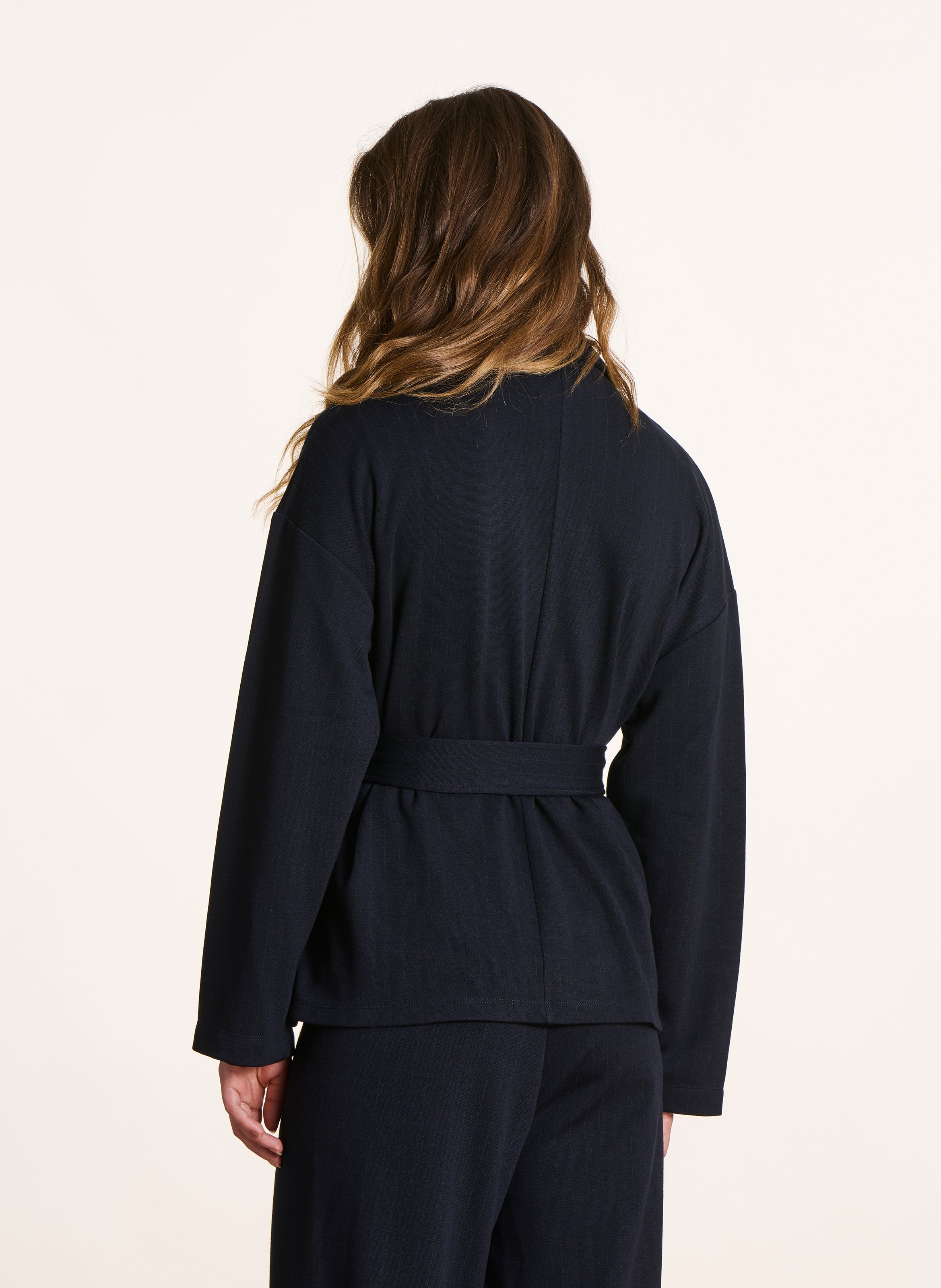 Shawl collar striped jacket LA FEE MARABOUTEE Blue