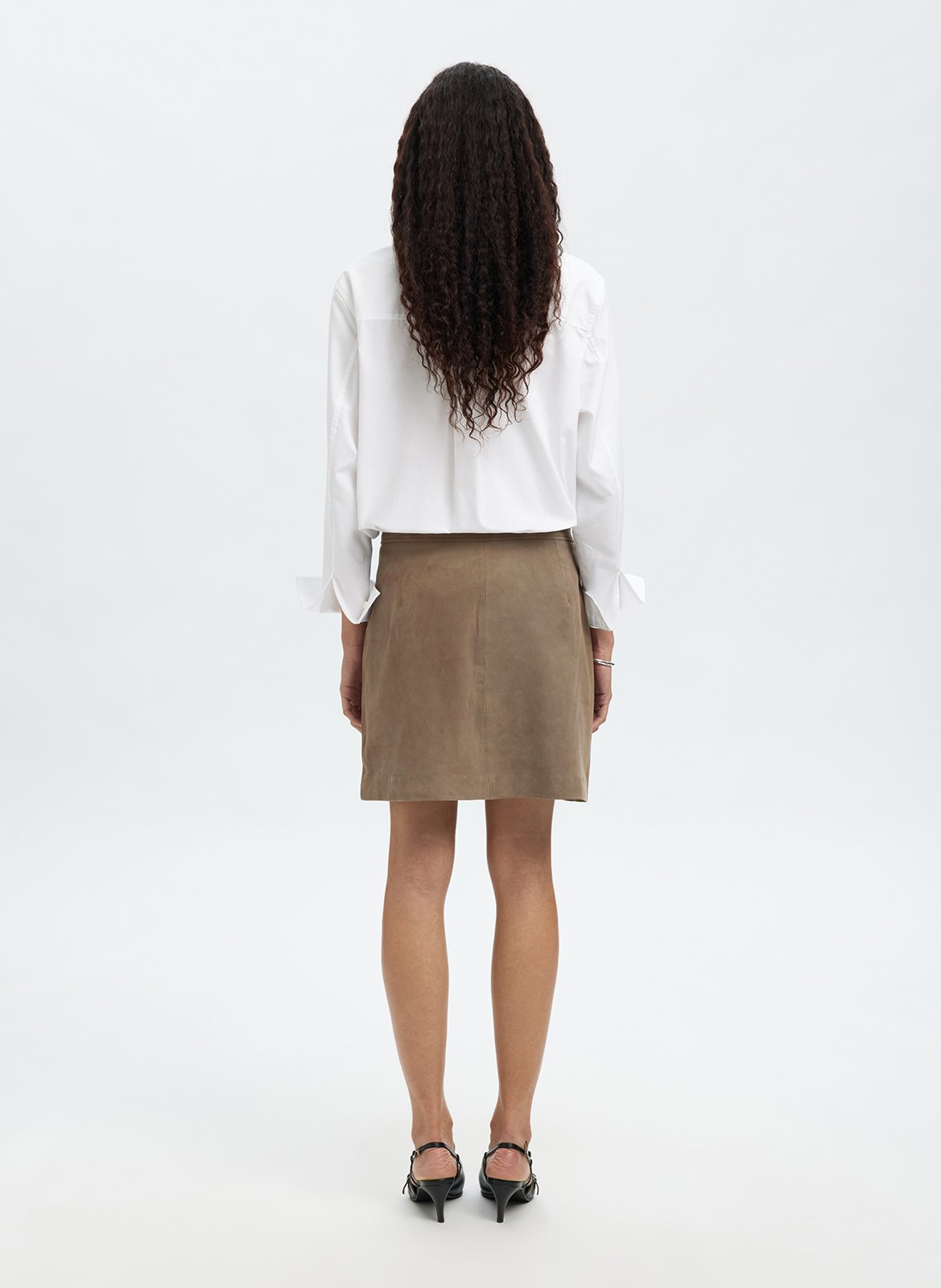 Short suede skirt SELECTED Grey
