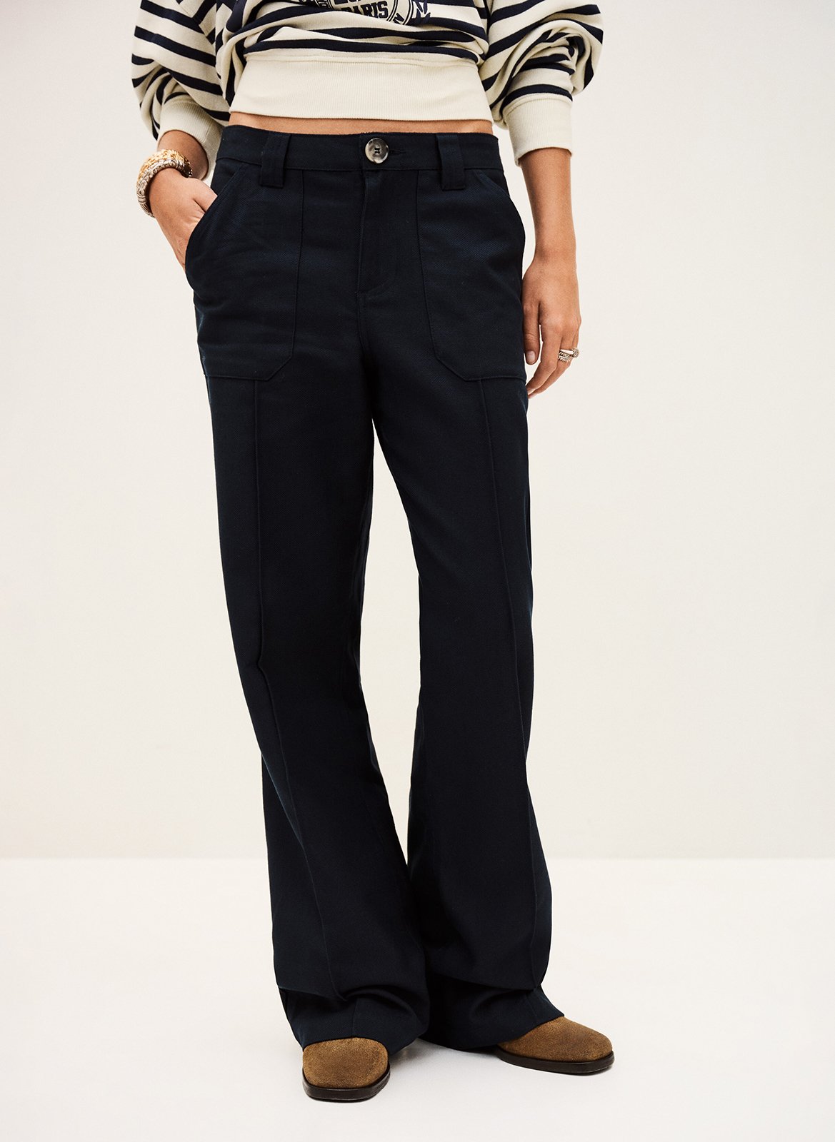 Katoenen straight fit pantalon BA&SH Blauw
