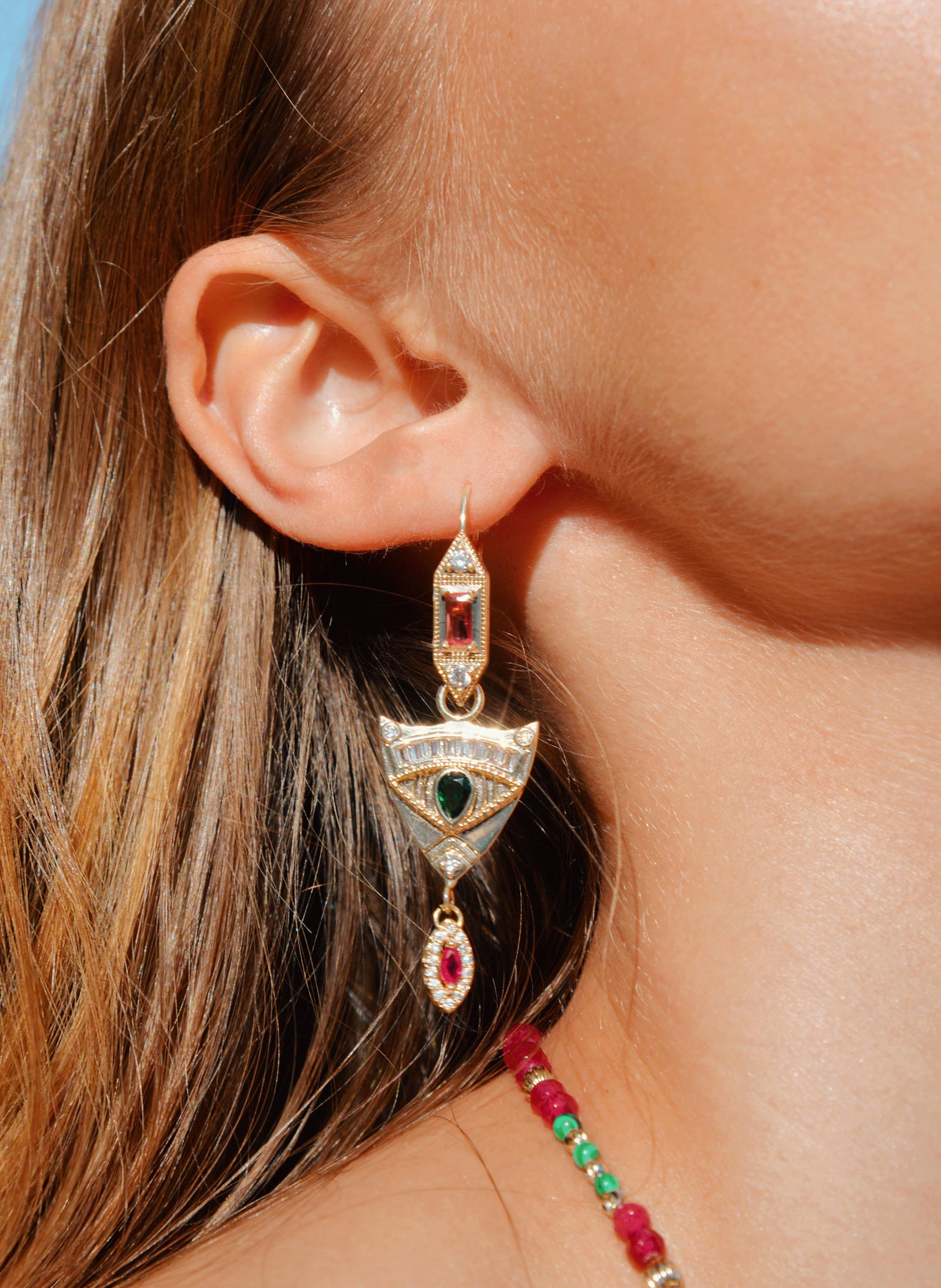 Bead dangle earrings HIPANEMA Green