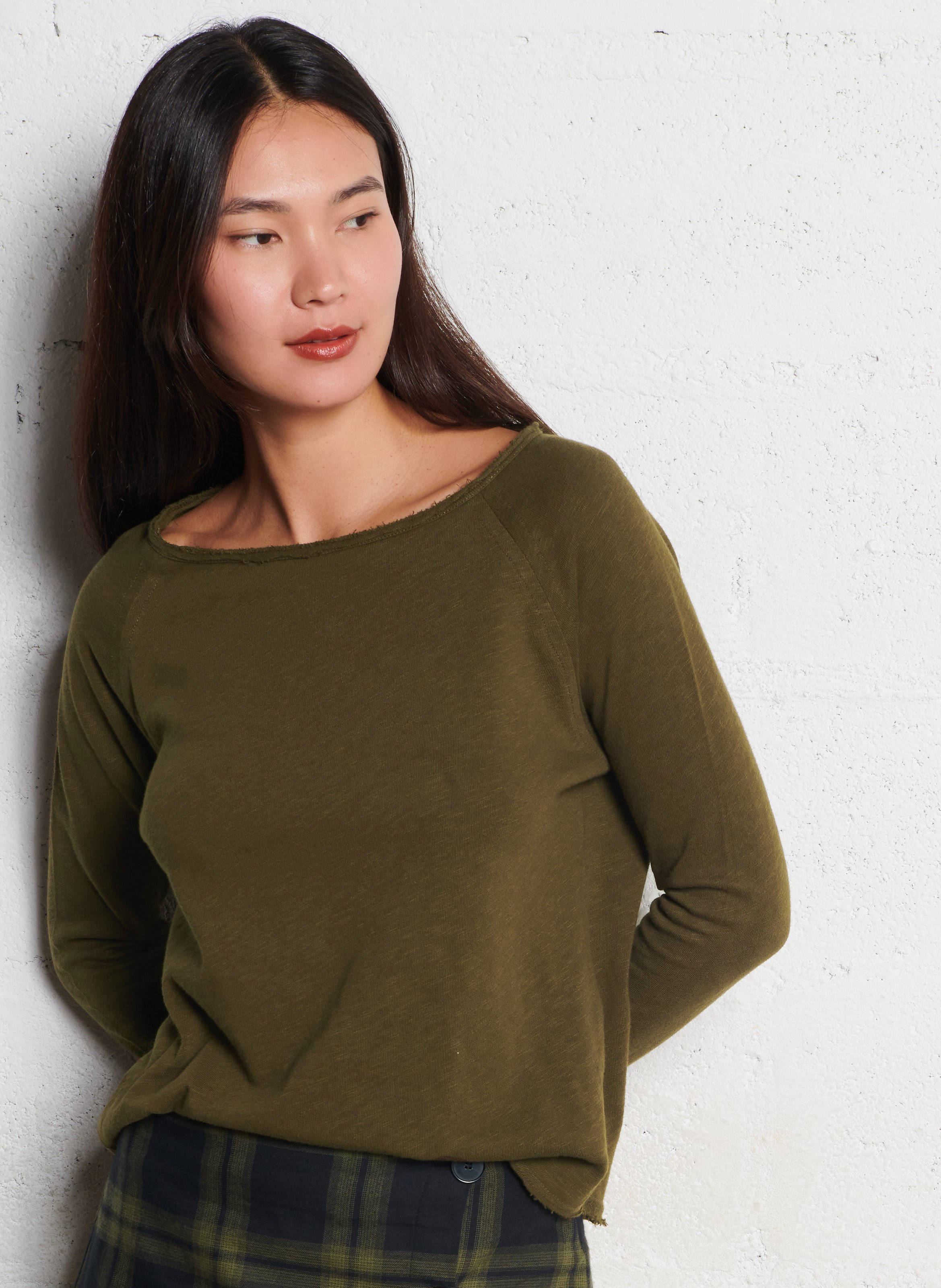 Tee-shirt droit col rond en coton AMERICAN VINTAGE