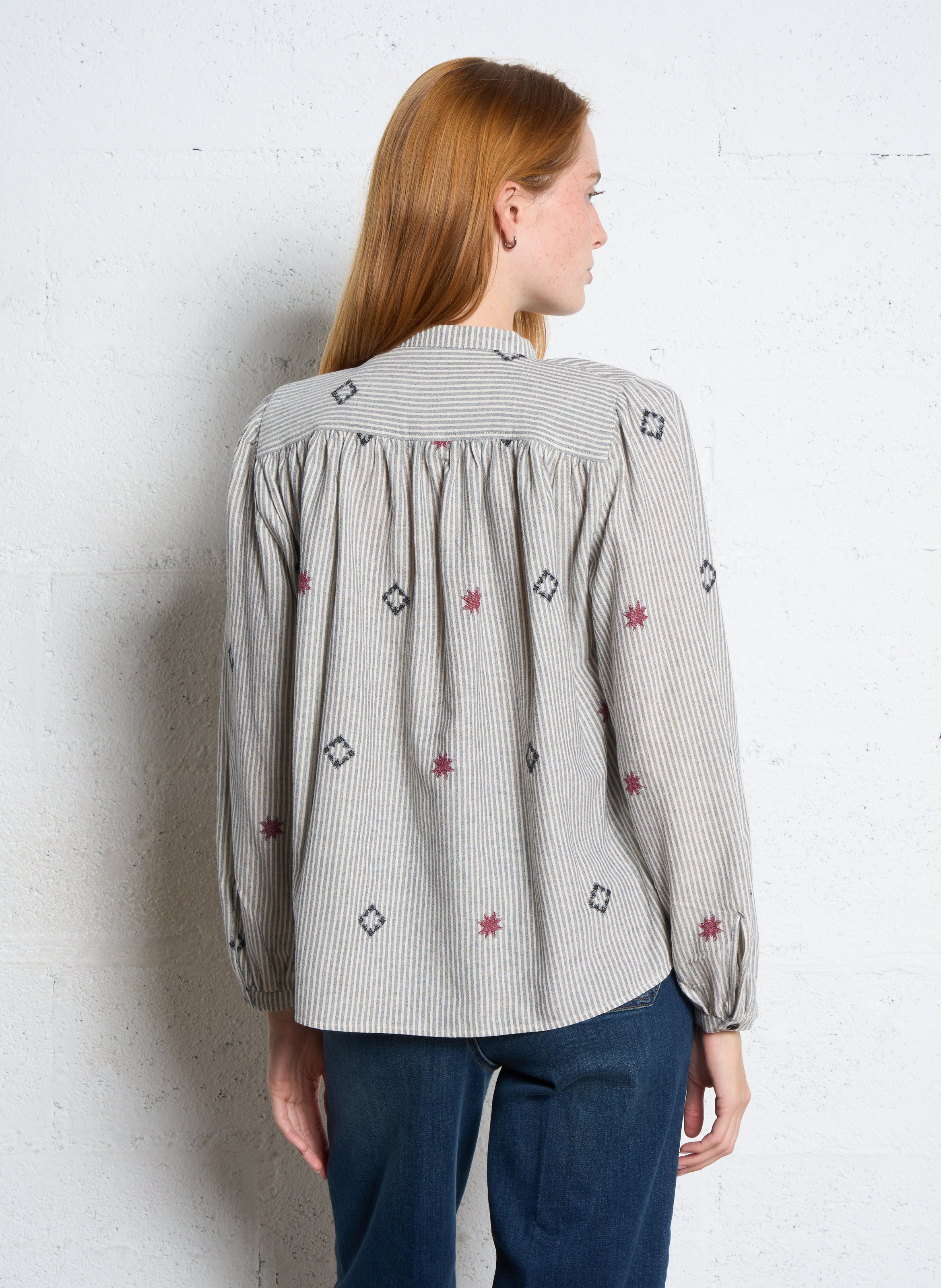 Blouse col rond évasée à motifs TINSELS Bleu