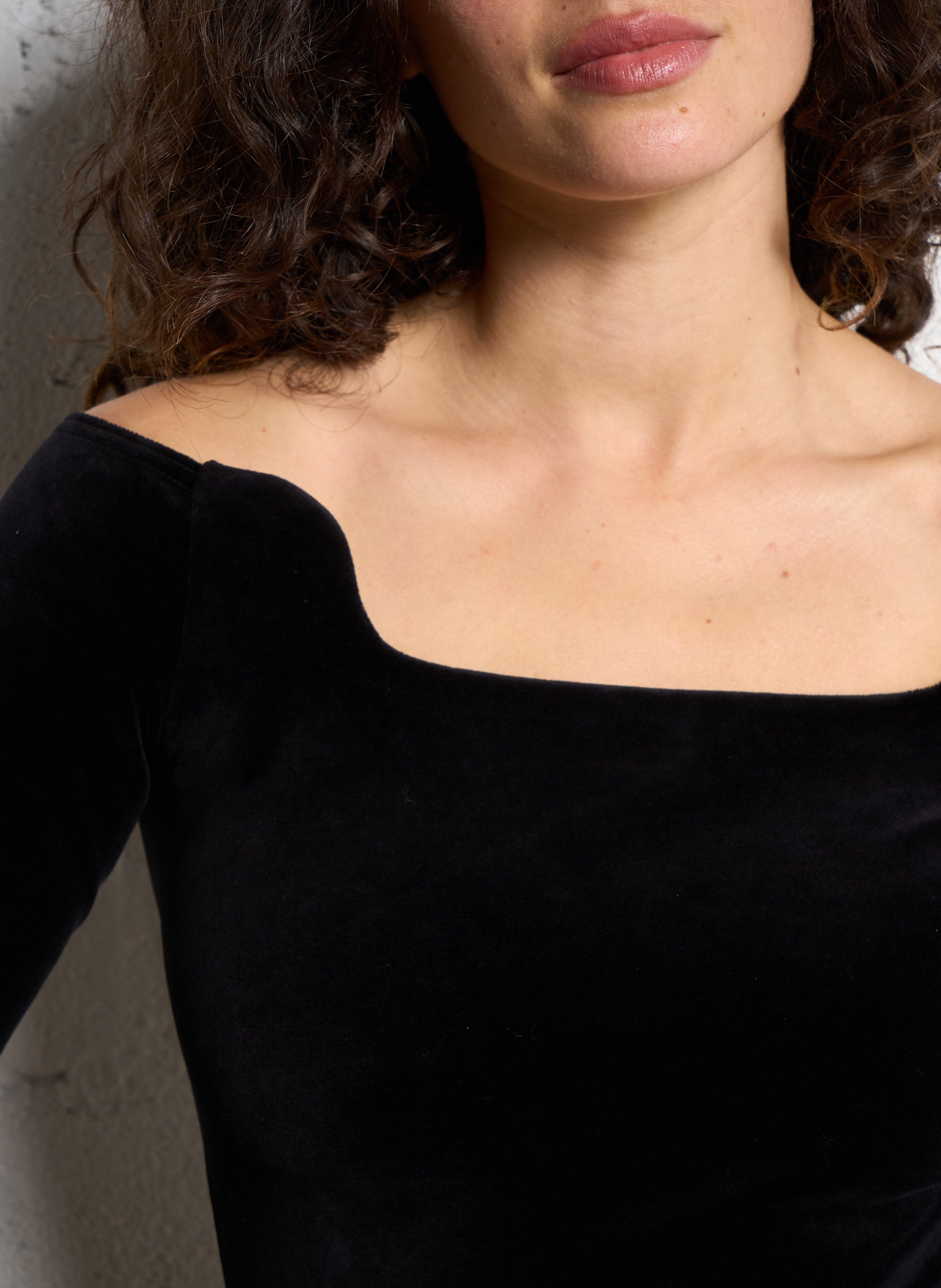 Body col carré en coton mélangé FLAIR Noir