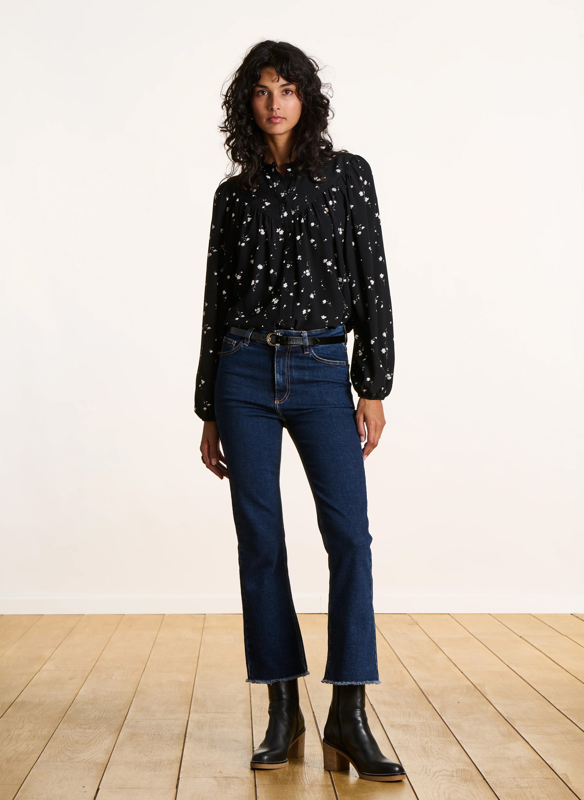 Organic cotton cropped jeans LA FEE MARABOUTEE Blue