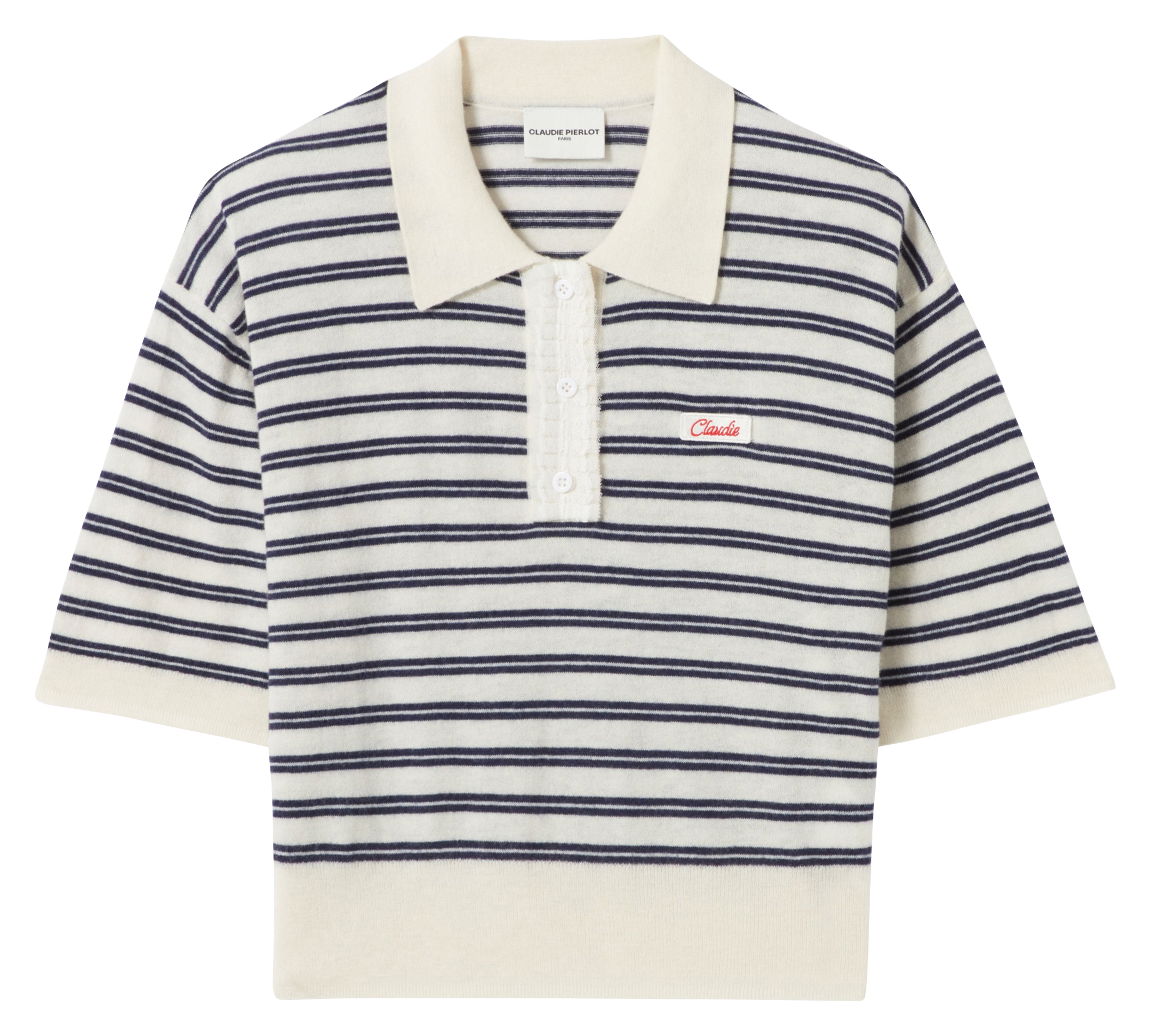 Wool sweater with polo collar CLAUDIE PIERLOT Multicolored