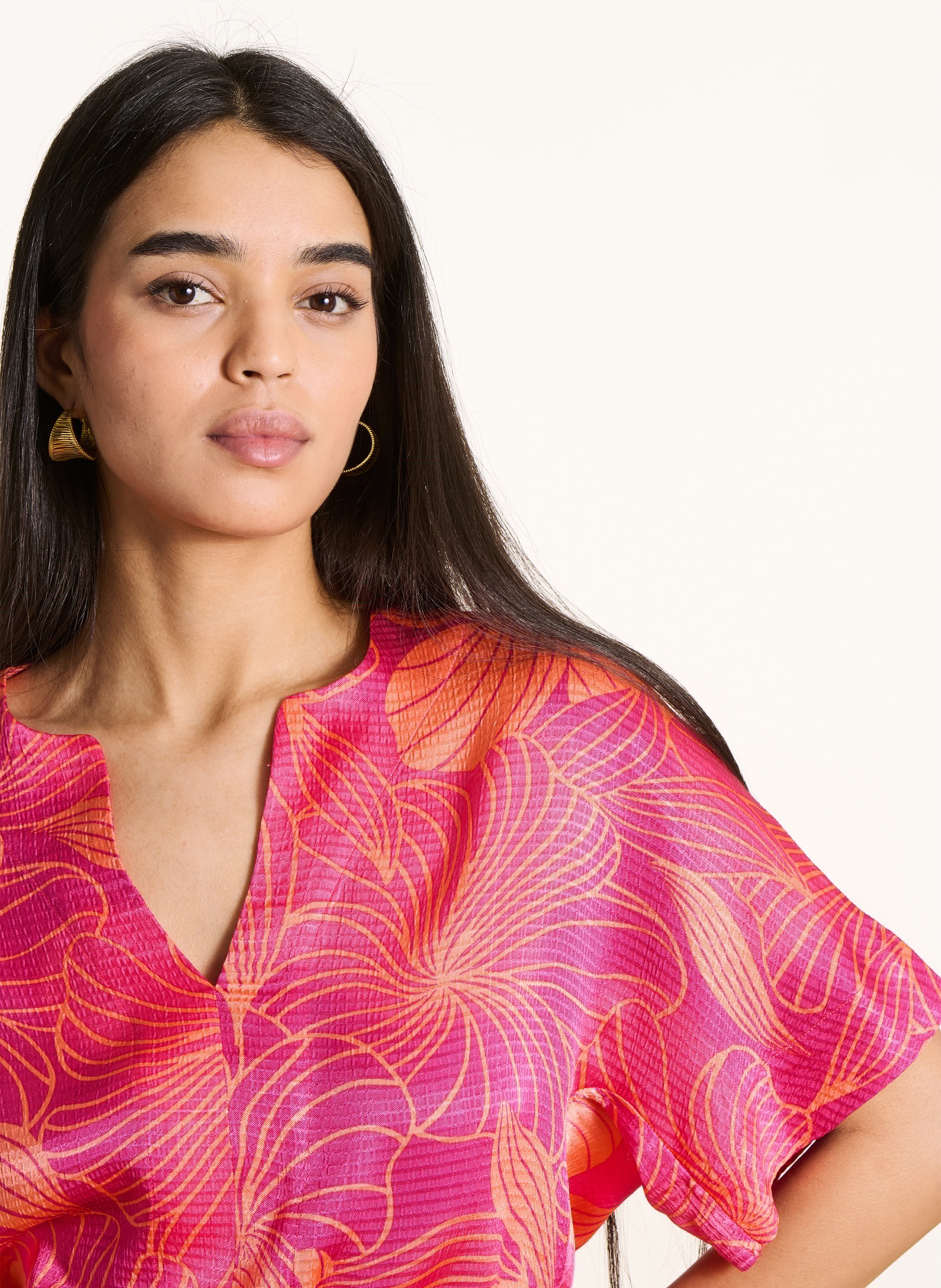 Henley-Top mit floralem Print LA FEE MARABOUTEE Rosa