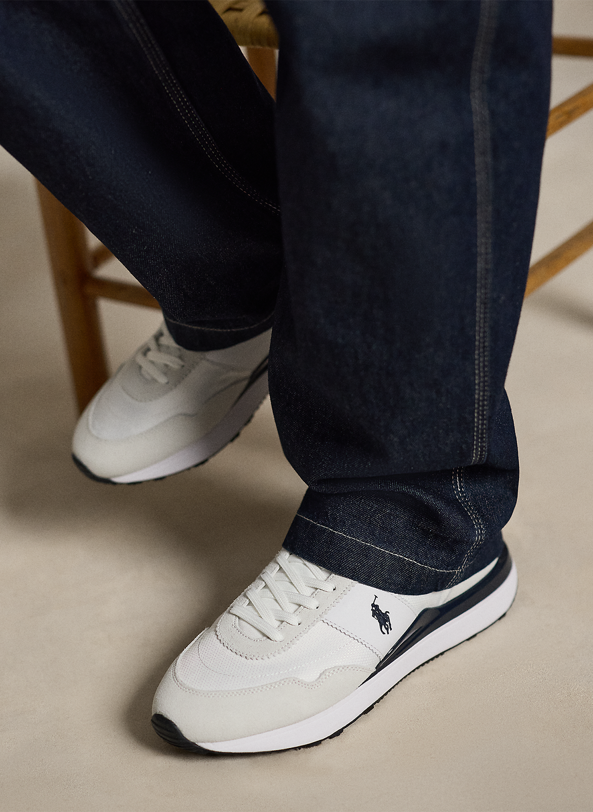 Sneakers basse in misto pelle POLO RALPH LAUREN Bianco