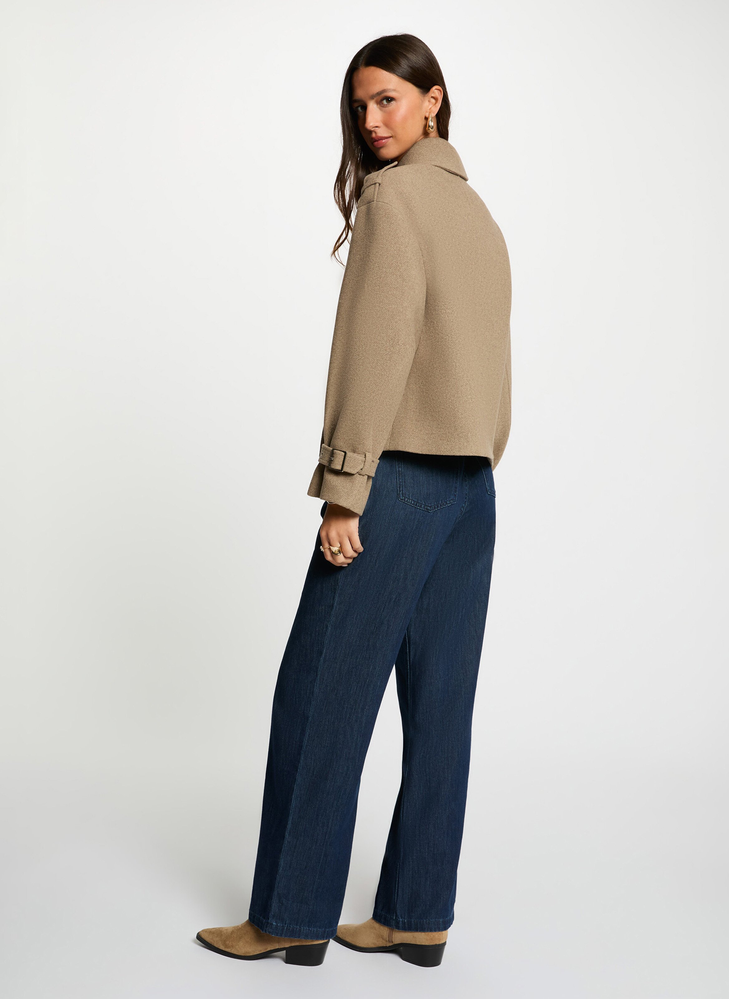 Manteau droit col classique MORGAN Beige