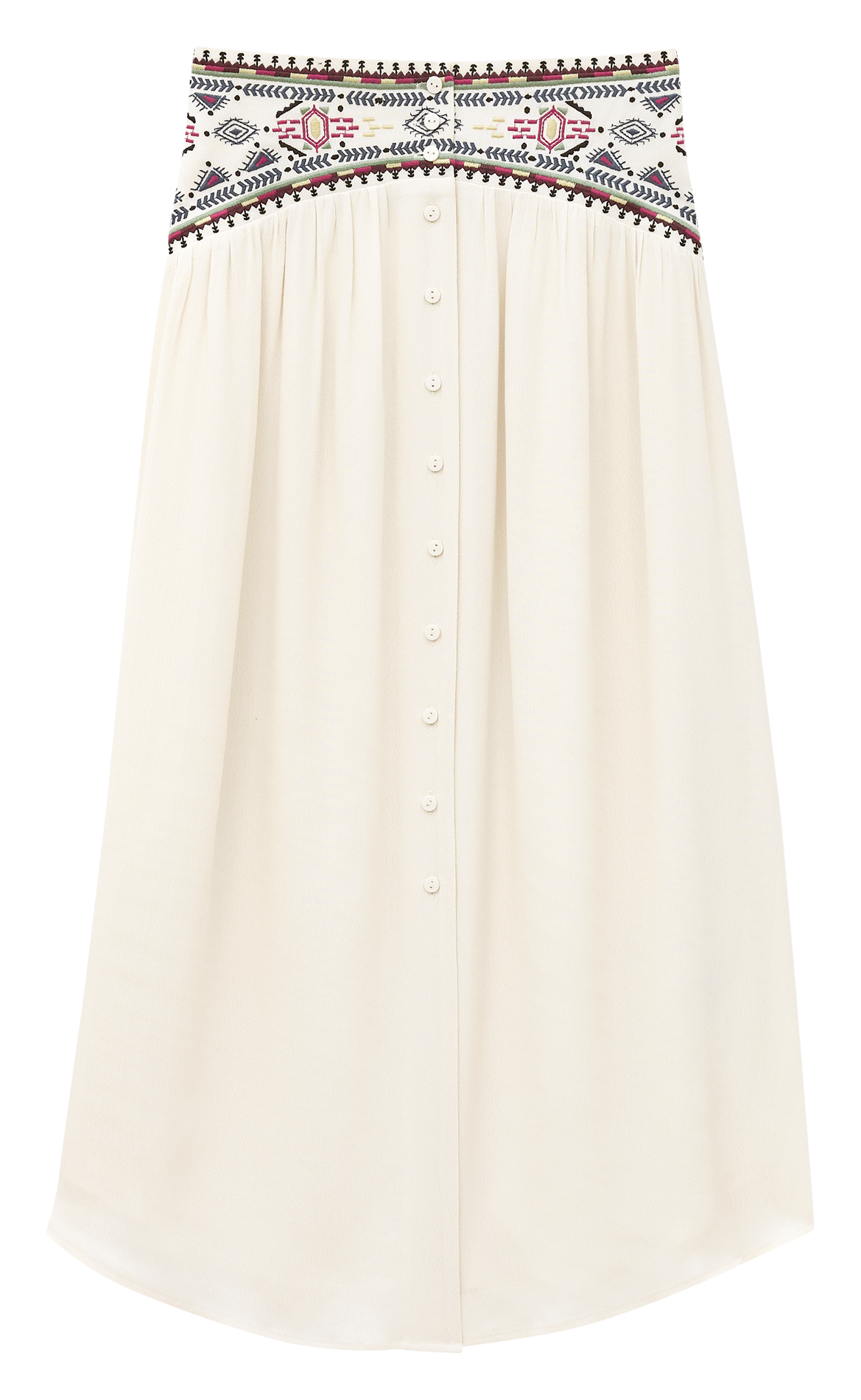 Jupe longue brodée BA&SH Beige