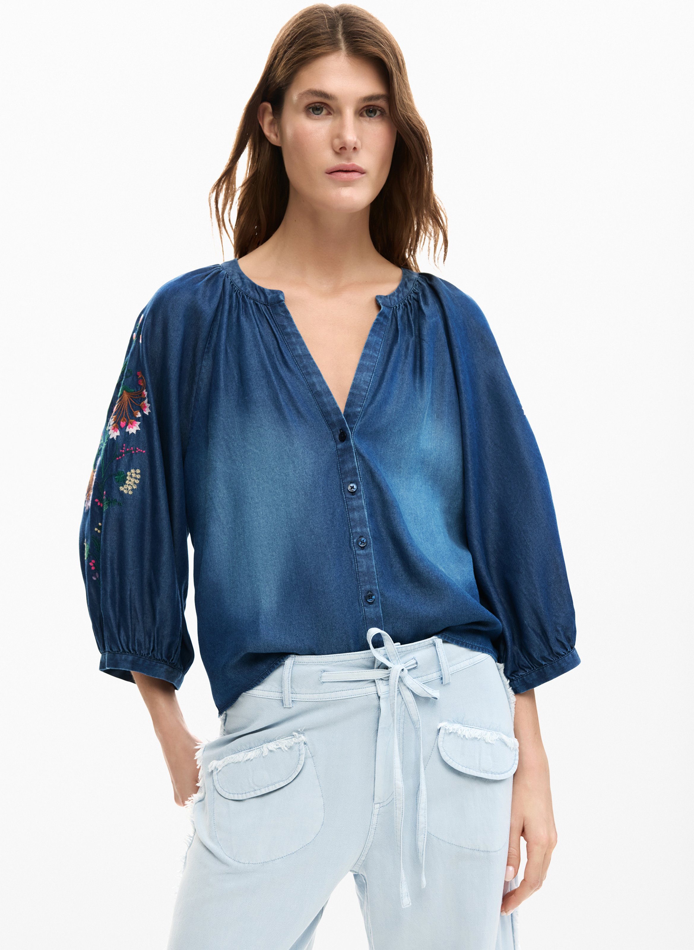 Bluse aus Denim DESIGUAL Blau