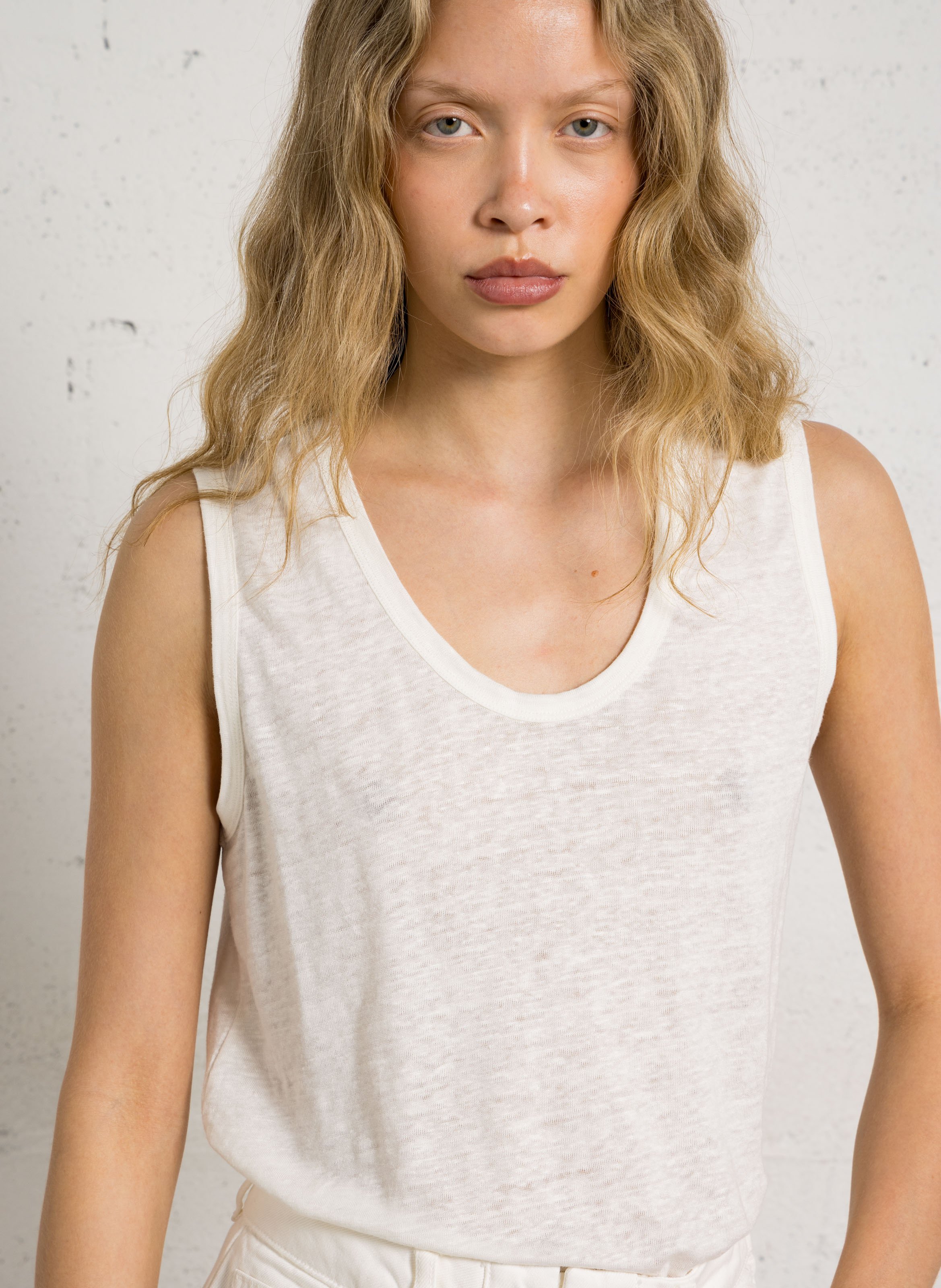 Débardeur droit col rond en lin  BERENICE