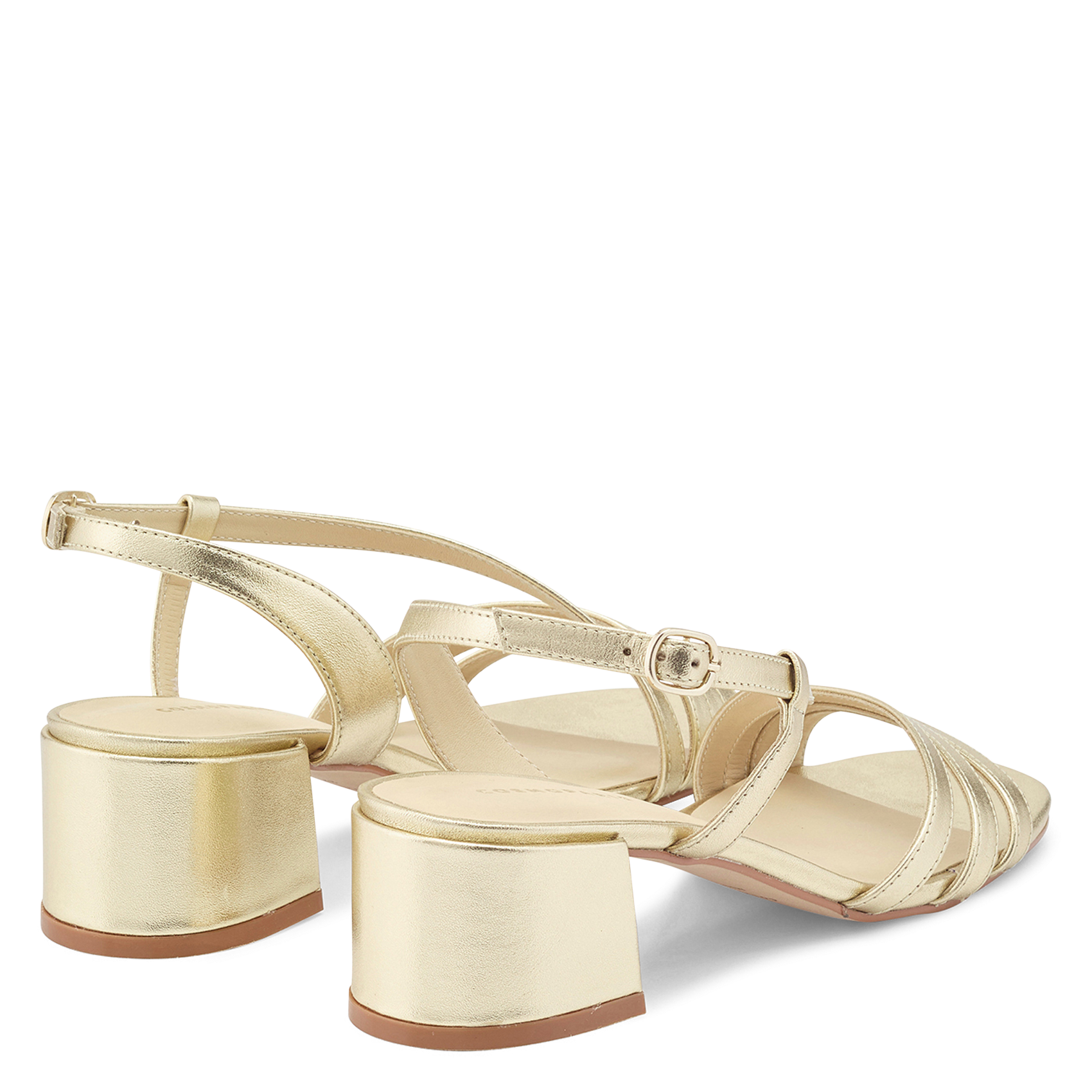 Heeled glossy leather sandals COSMOPARIS Golden