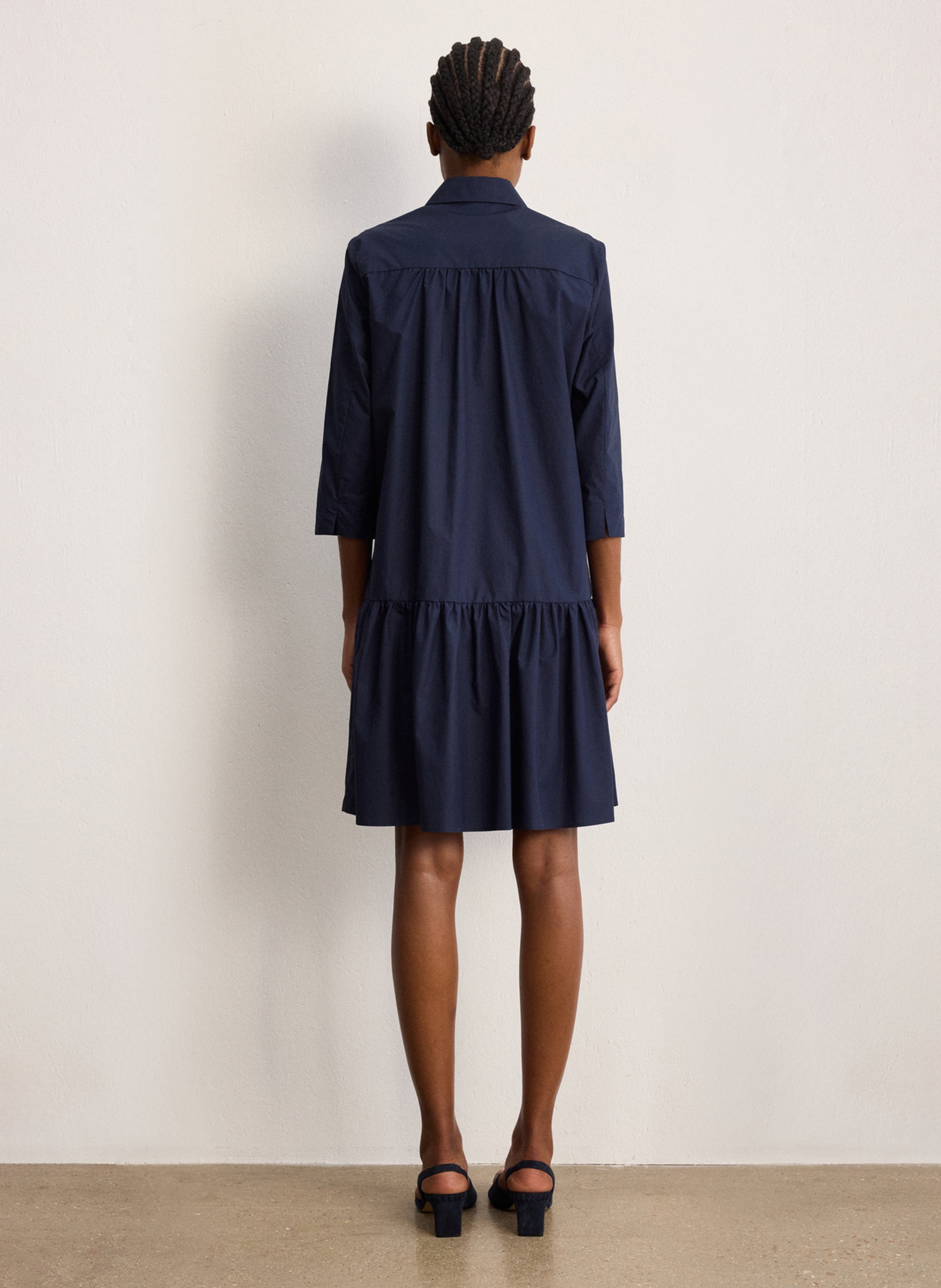 Robe courte col classique en coton  PABLO Bleu