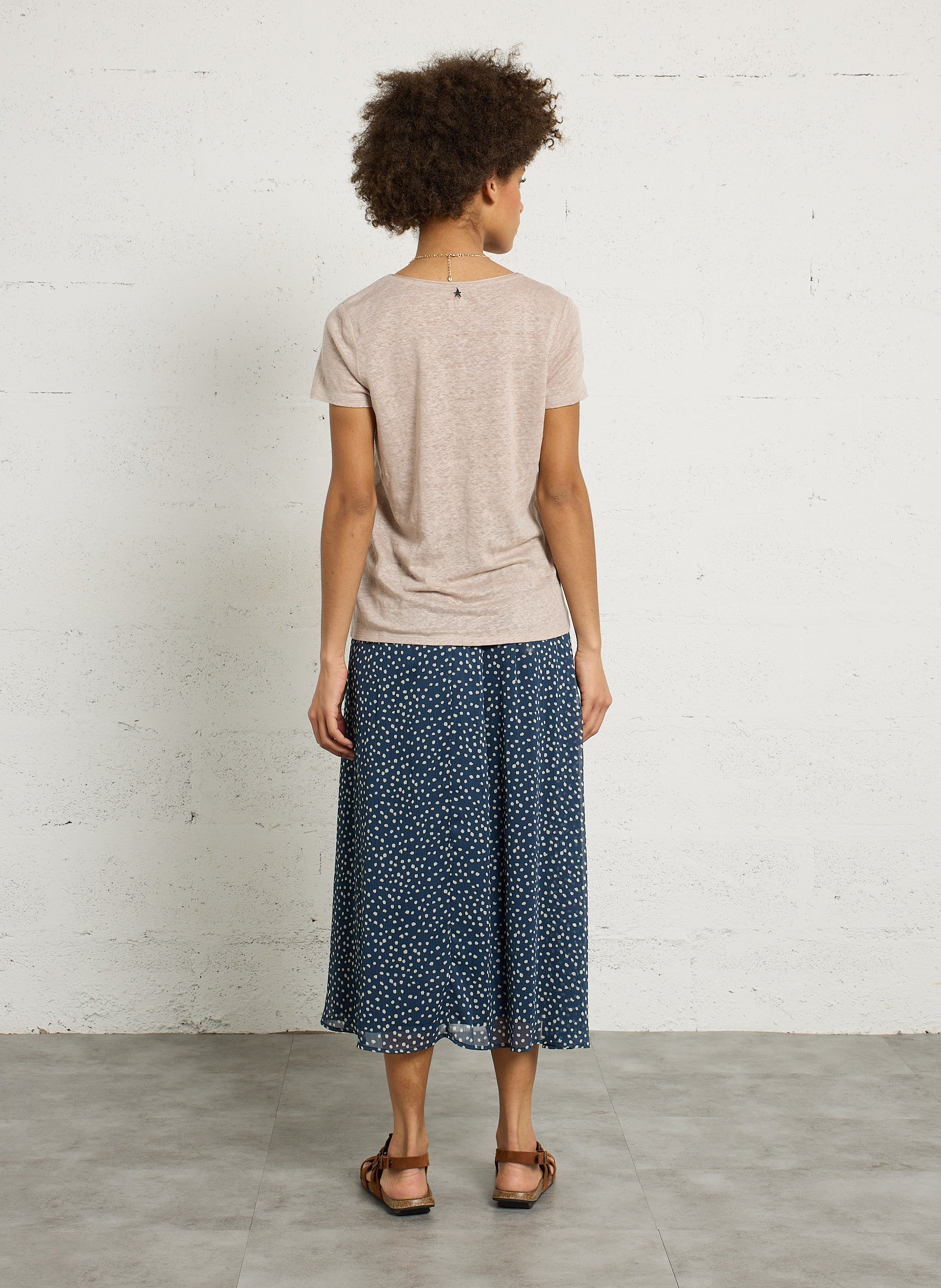 Jupe midi évasée à pois SUD EXPRESS Bleu