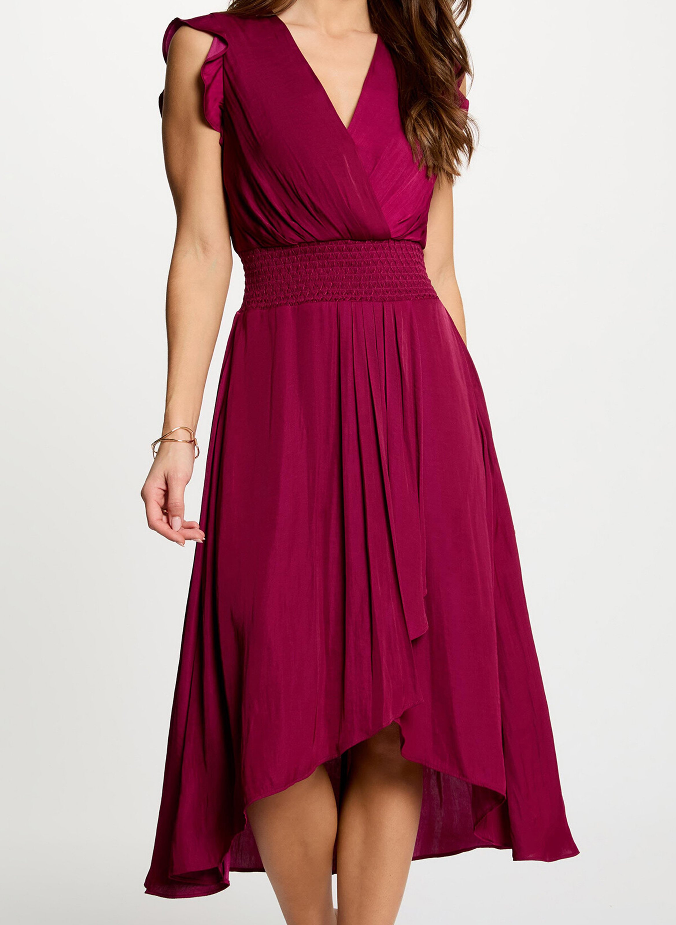 Soepelvallende, halflange jurk met overslag Violet