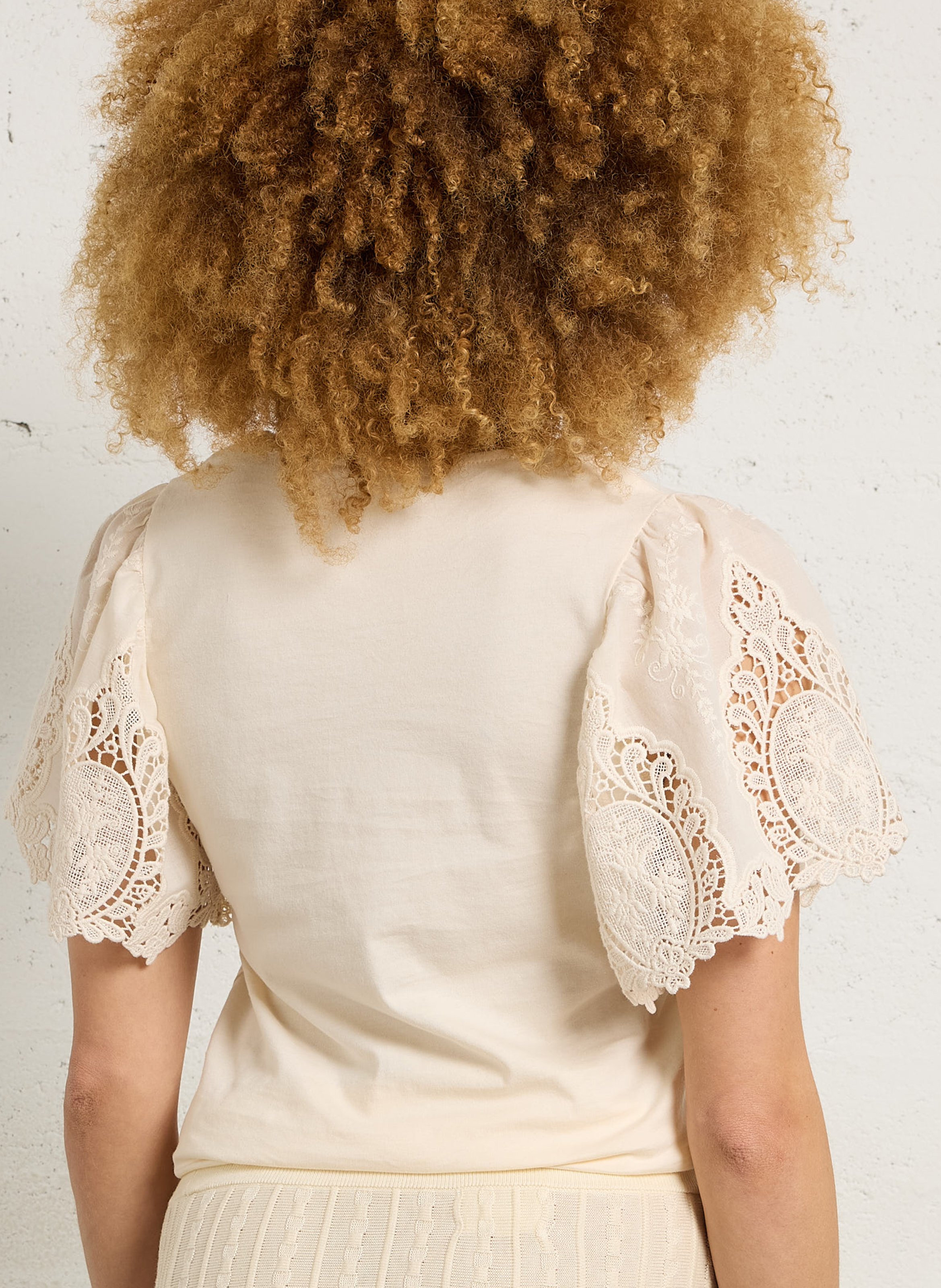 Straight V-neck cotton top MAISON 123 Beige