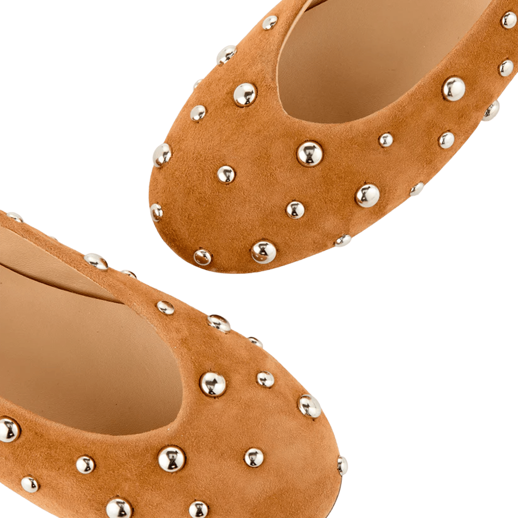 Ballet flats with studs in suede leather COSMOPARIS Brown