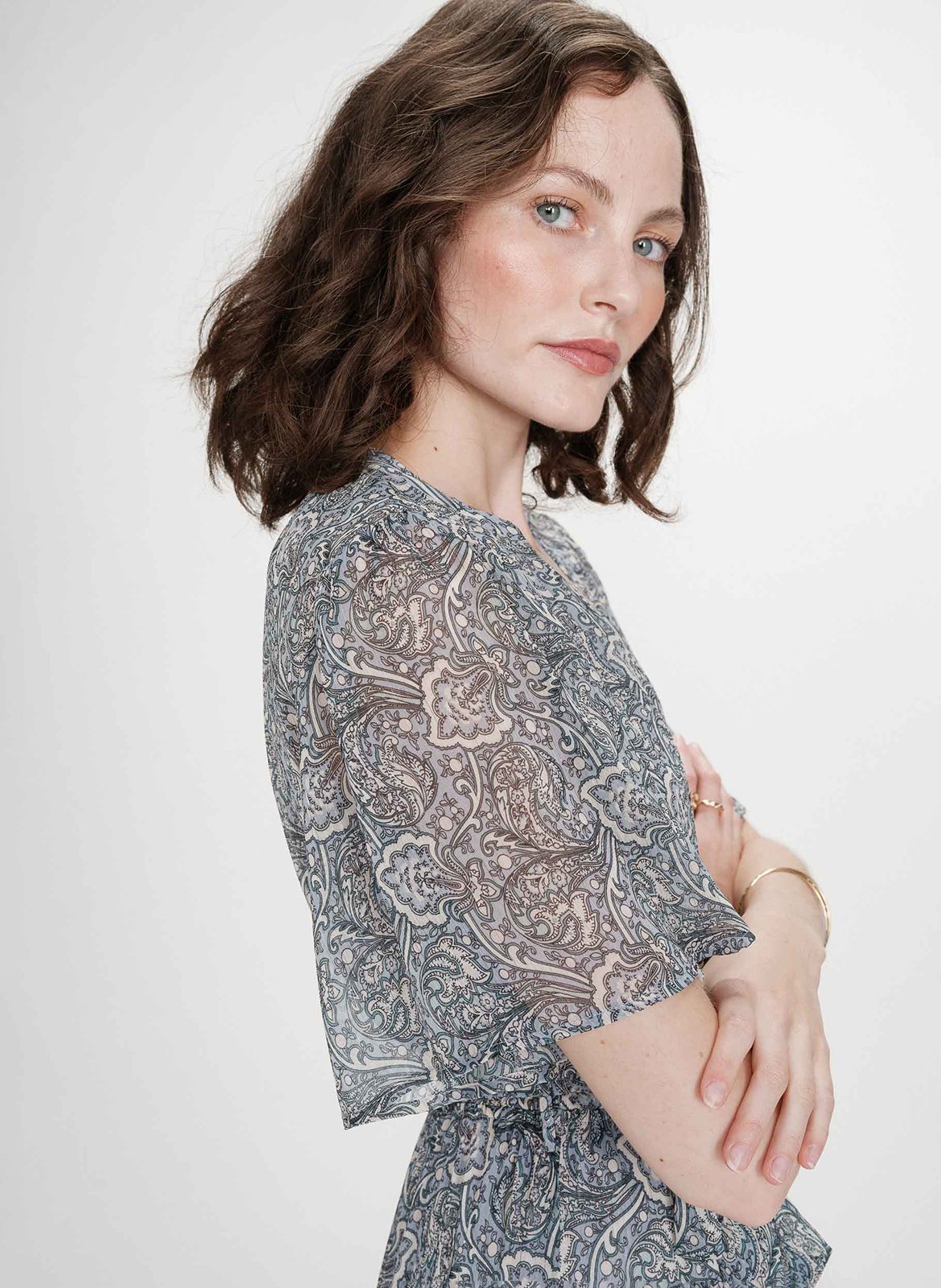 V-neck long printed dress GRACE ET MILA Blue