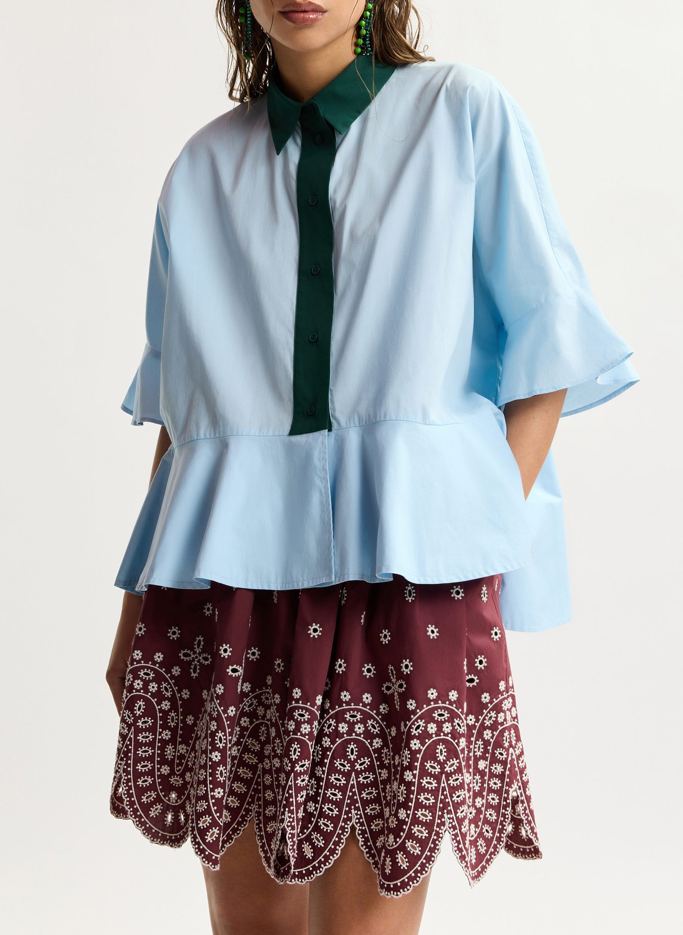 Oversize-Bluse aus Baumwolle mit klassischem Kragen ESSENTIEL ANTWERP Blau
