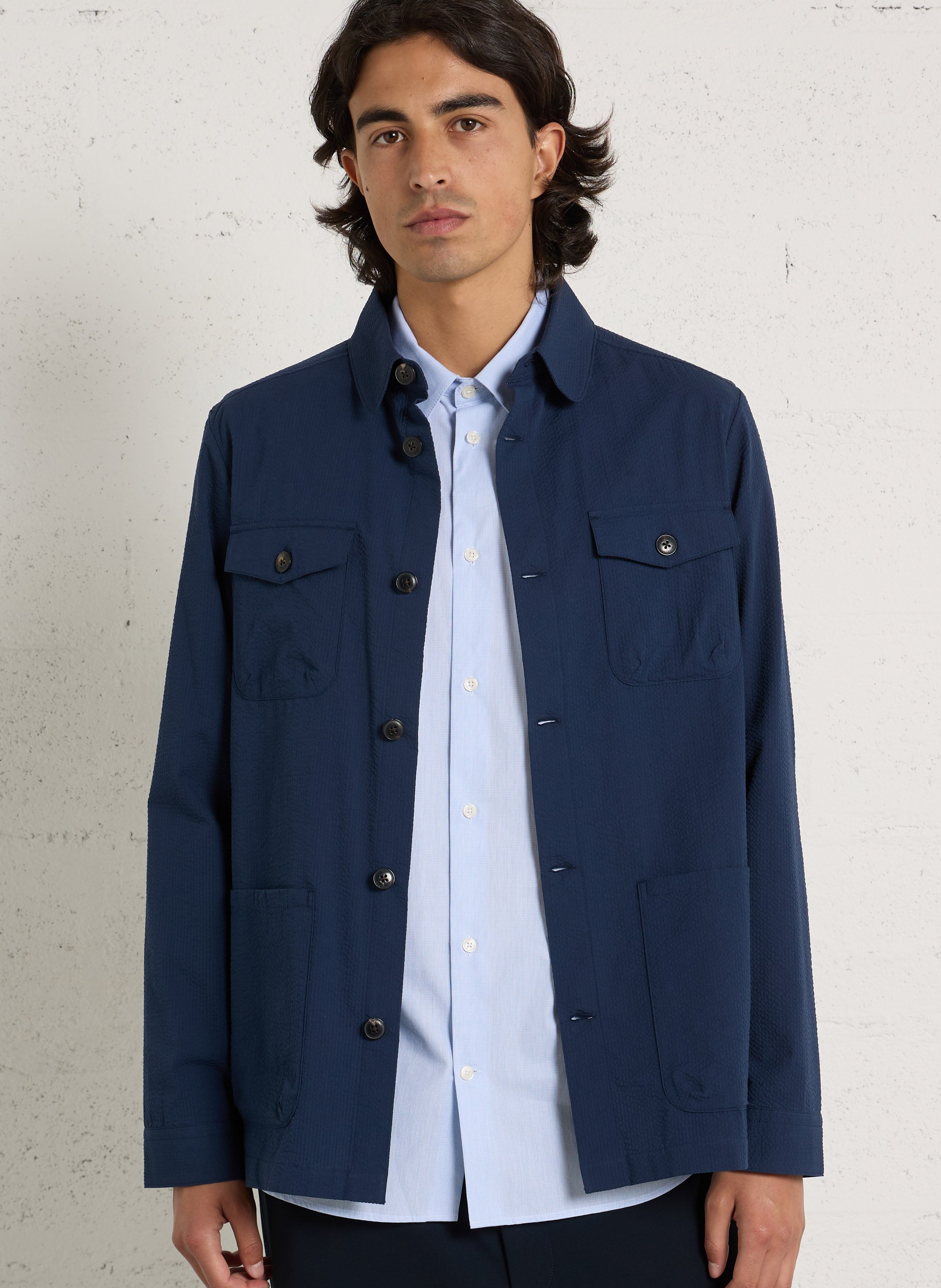 Chemise col classique en coton HACKETT Bleu