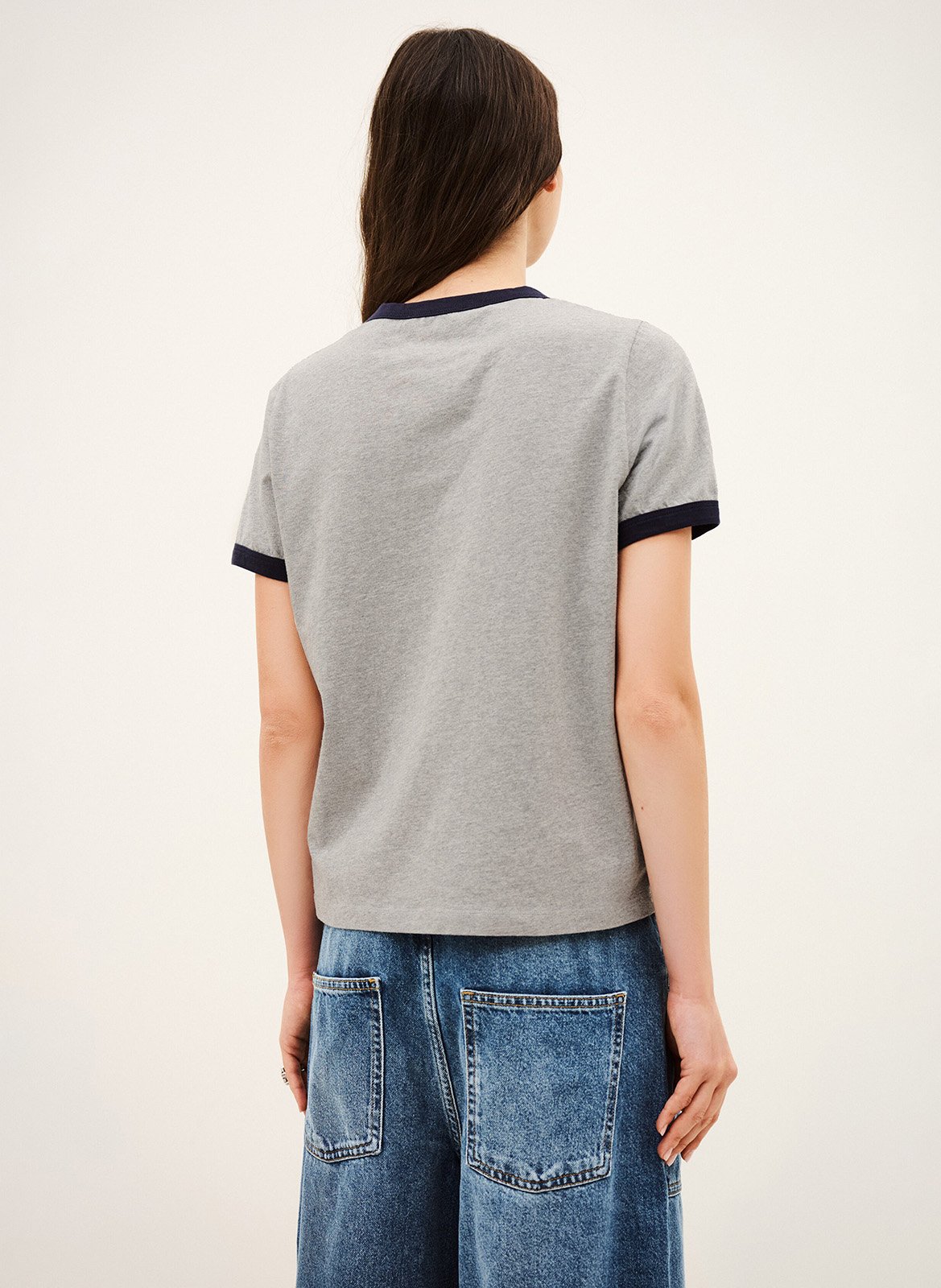 Baumwoll-T-Shirt mit Siebdruck BA&SH Grau