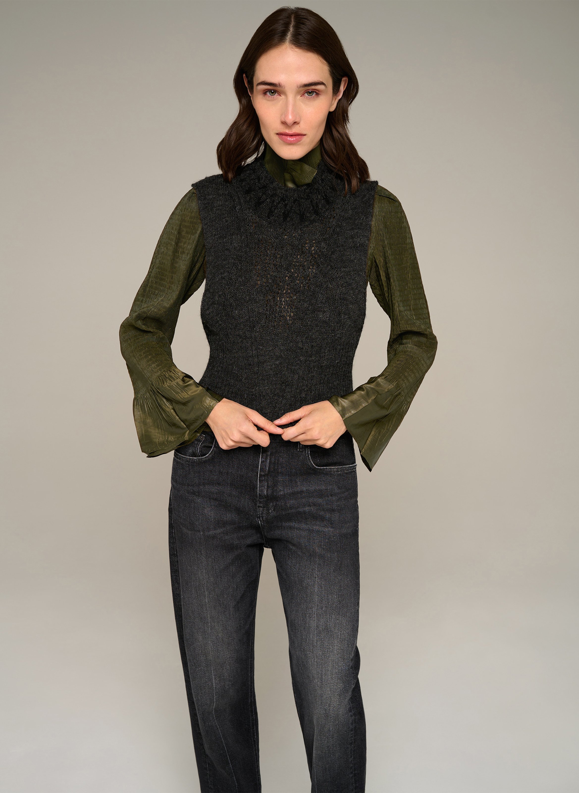 Wollmix-Pullover mit Stehkragen COTELAC Grau
